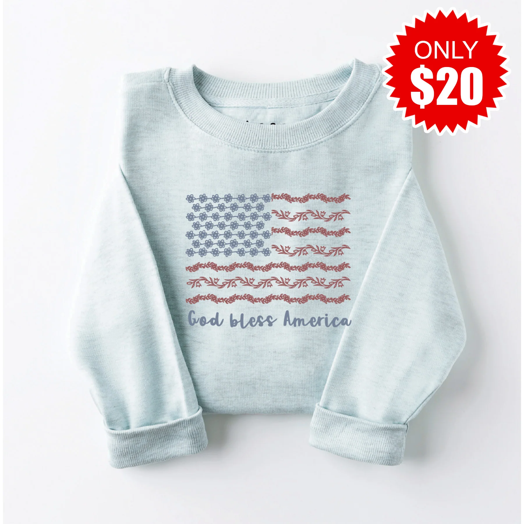 God Bless America Embroidered Crewneck Sweatshirt - 20