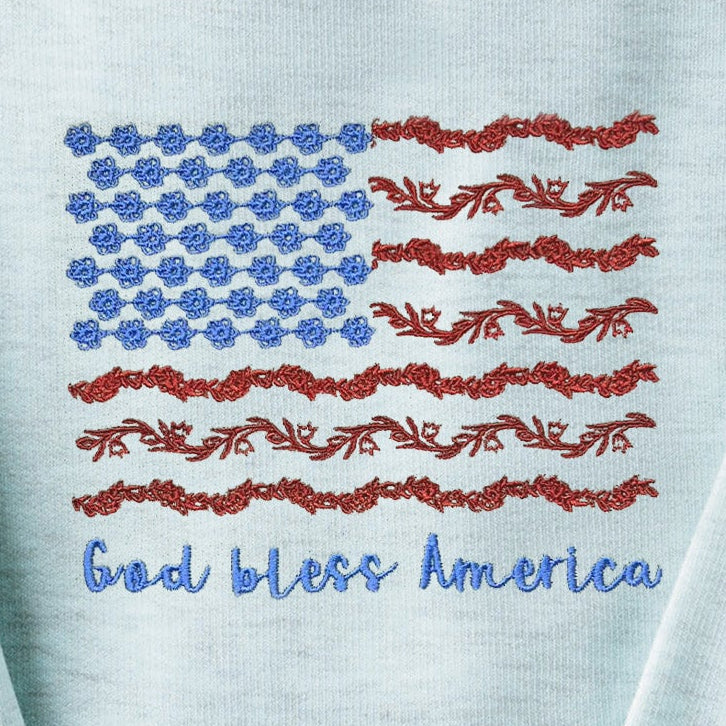 God Bless America Embroidered Crewneck Sweatshirt - 20 - Image 3