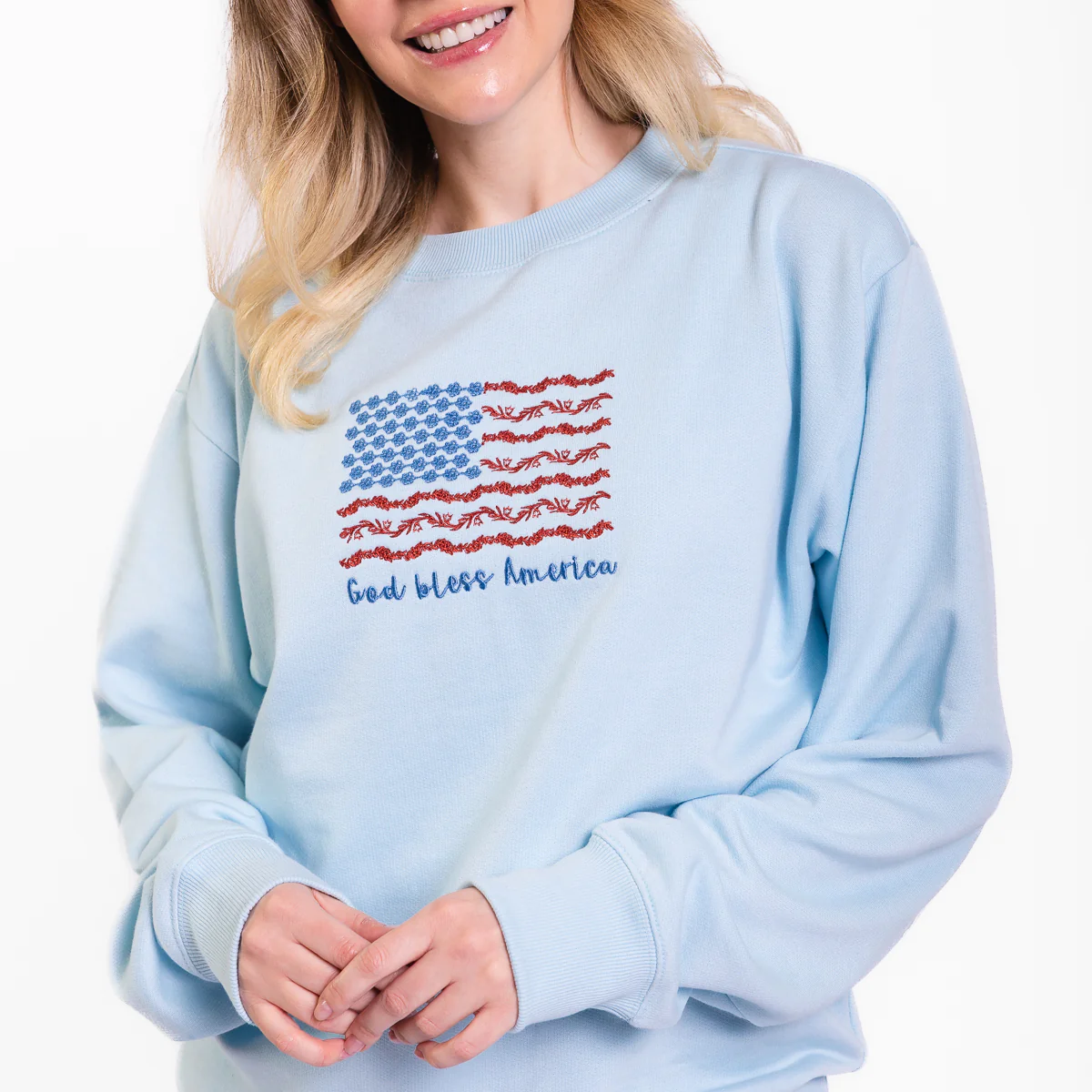 God Bless America Embroidered Crewneck Sweatshirt - Image 4