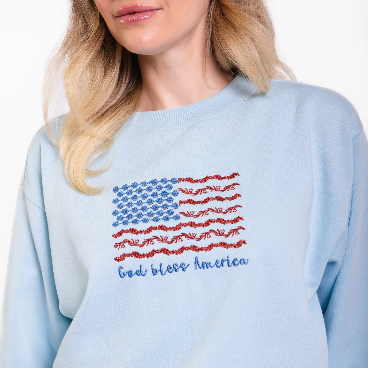God Bless America Embroidered Crewneck Sweatshirt - Image 5