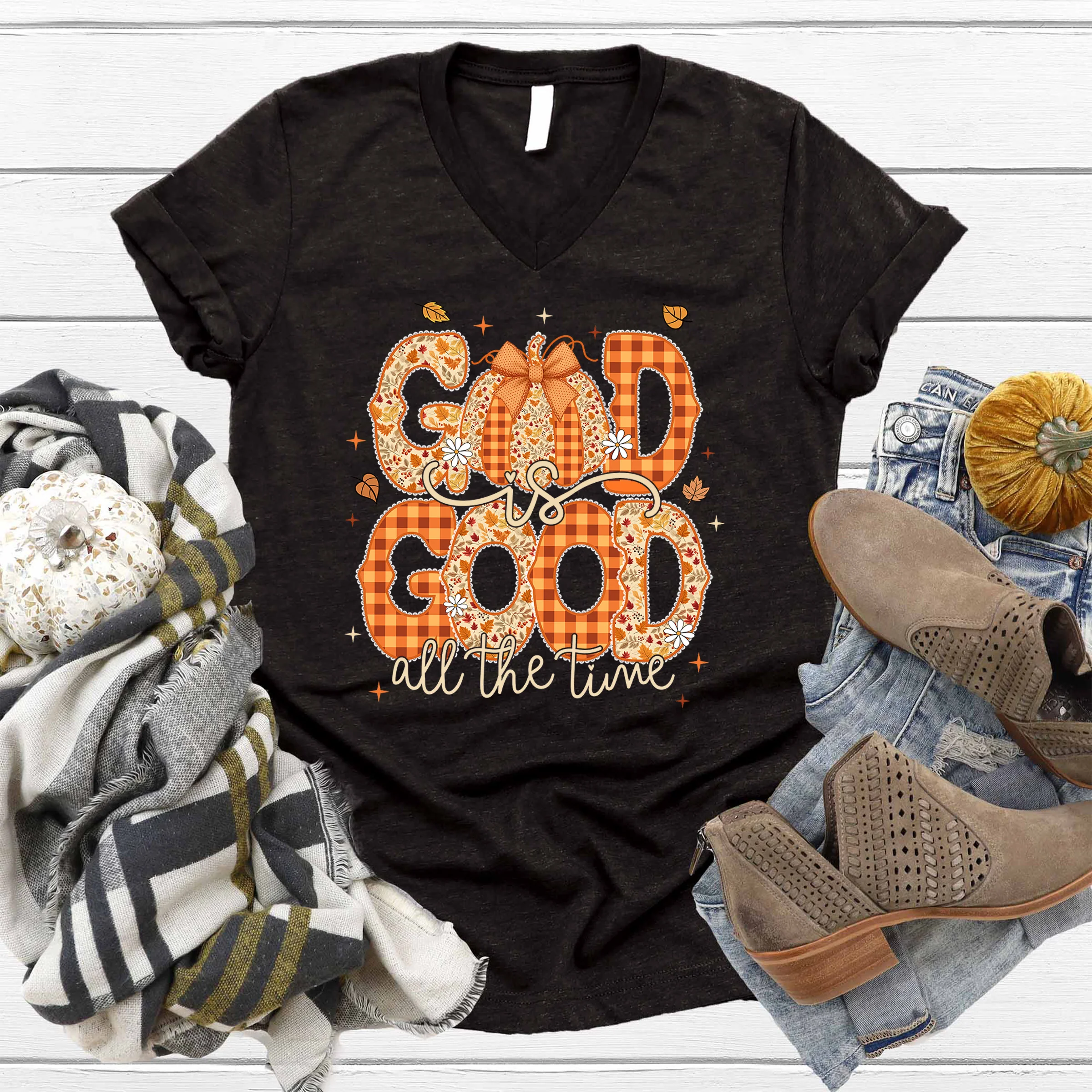 God is Good Fall V-Neck - Image 2