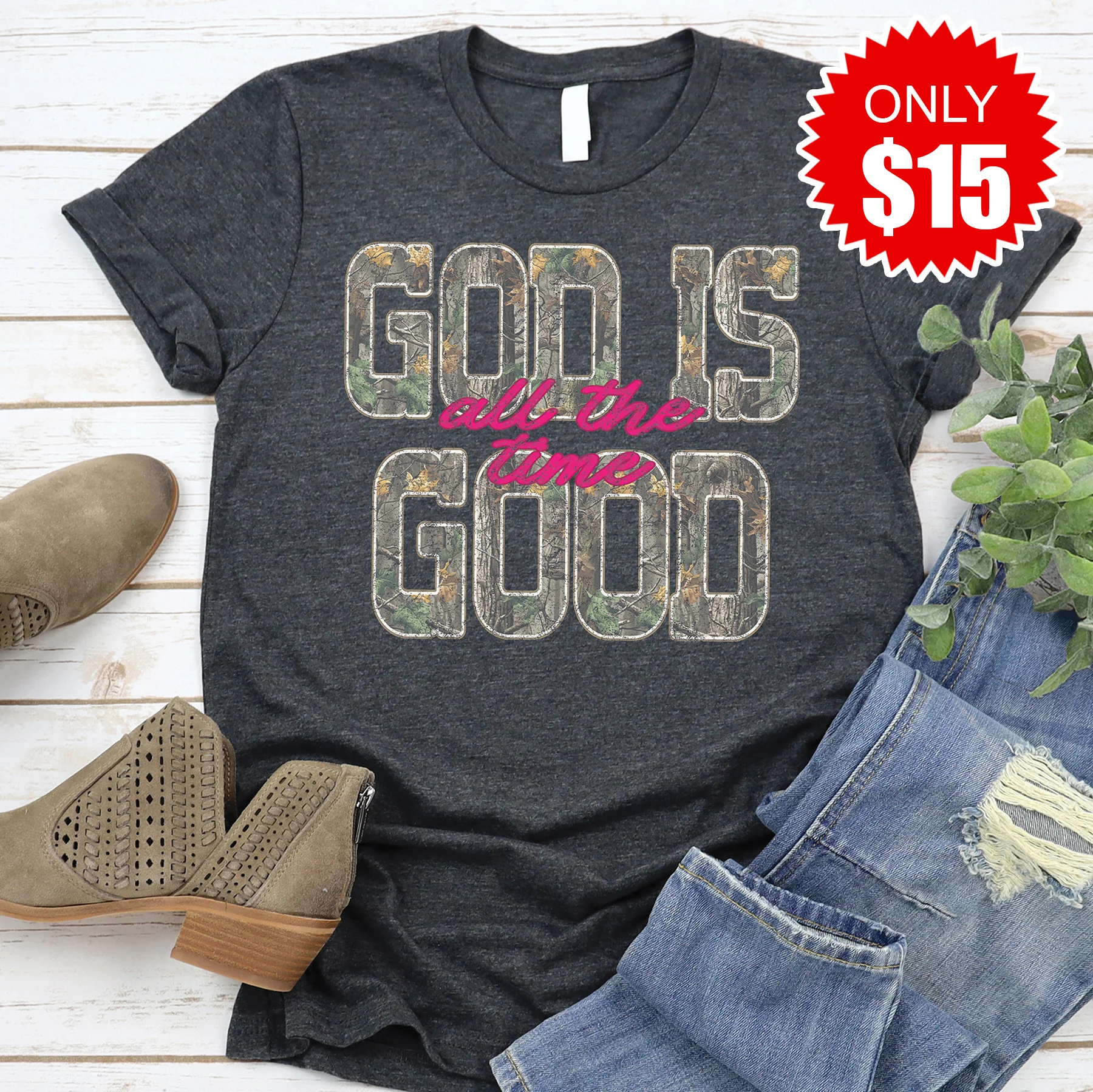 God is Good Tee - Heather Charcoal - 15