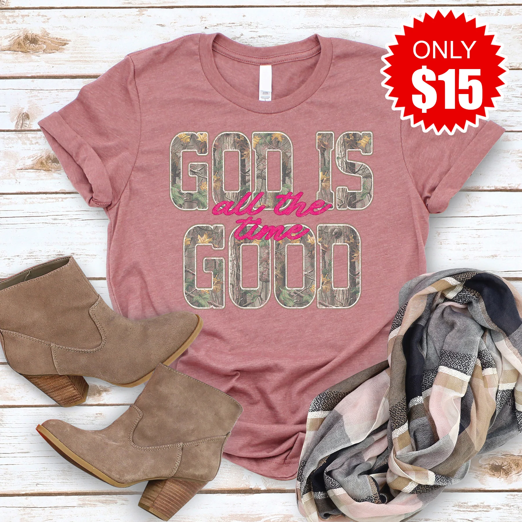 God is Good Tee - Heather Mauve - 15