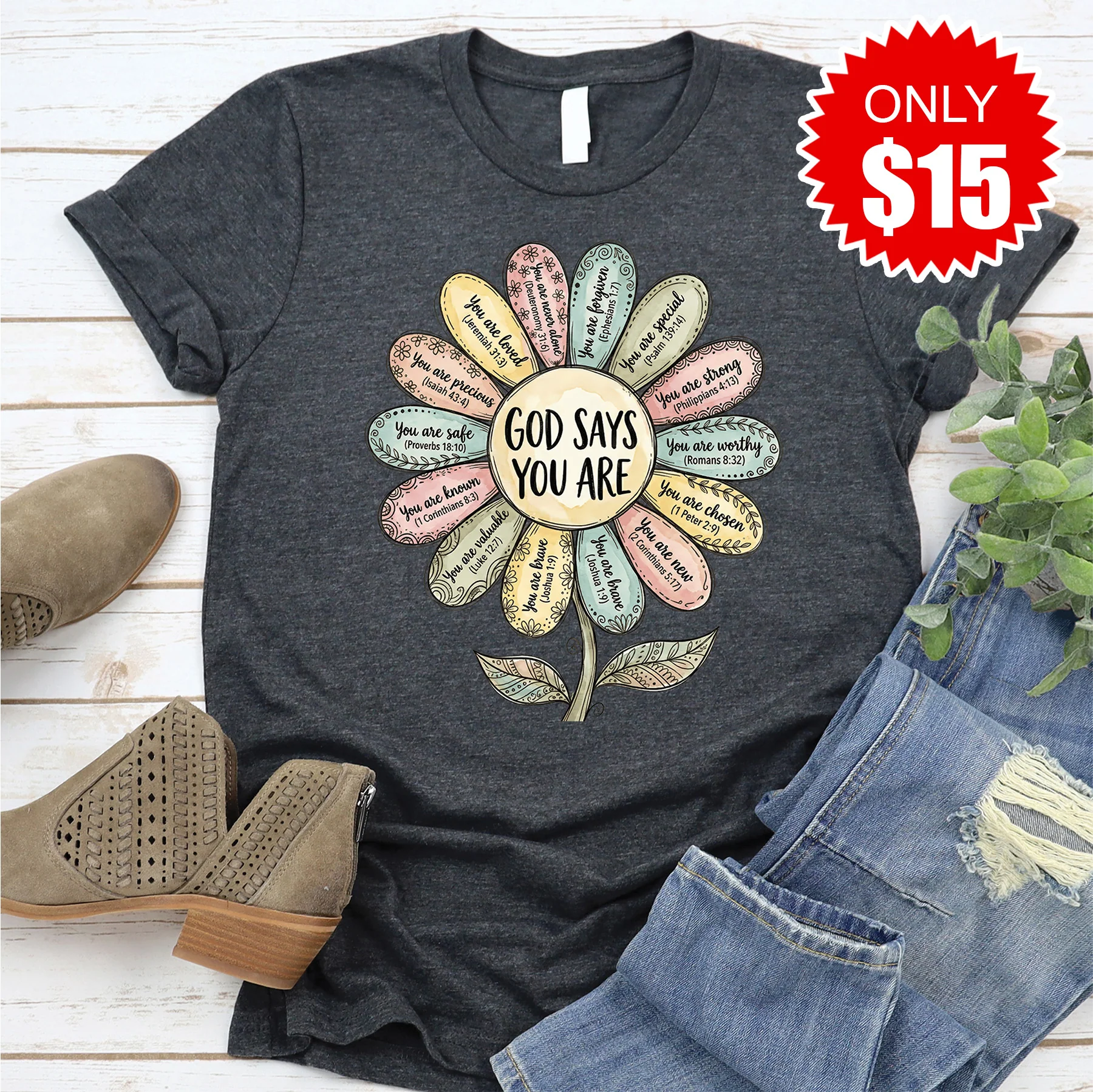 God Says You Are Tee - Heather Charcoal - 15
