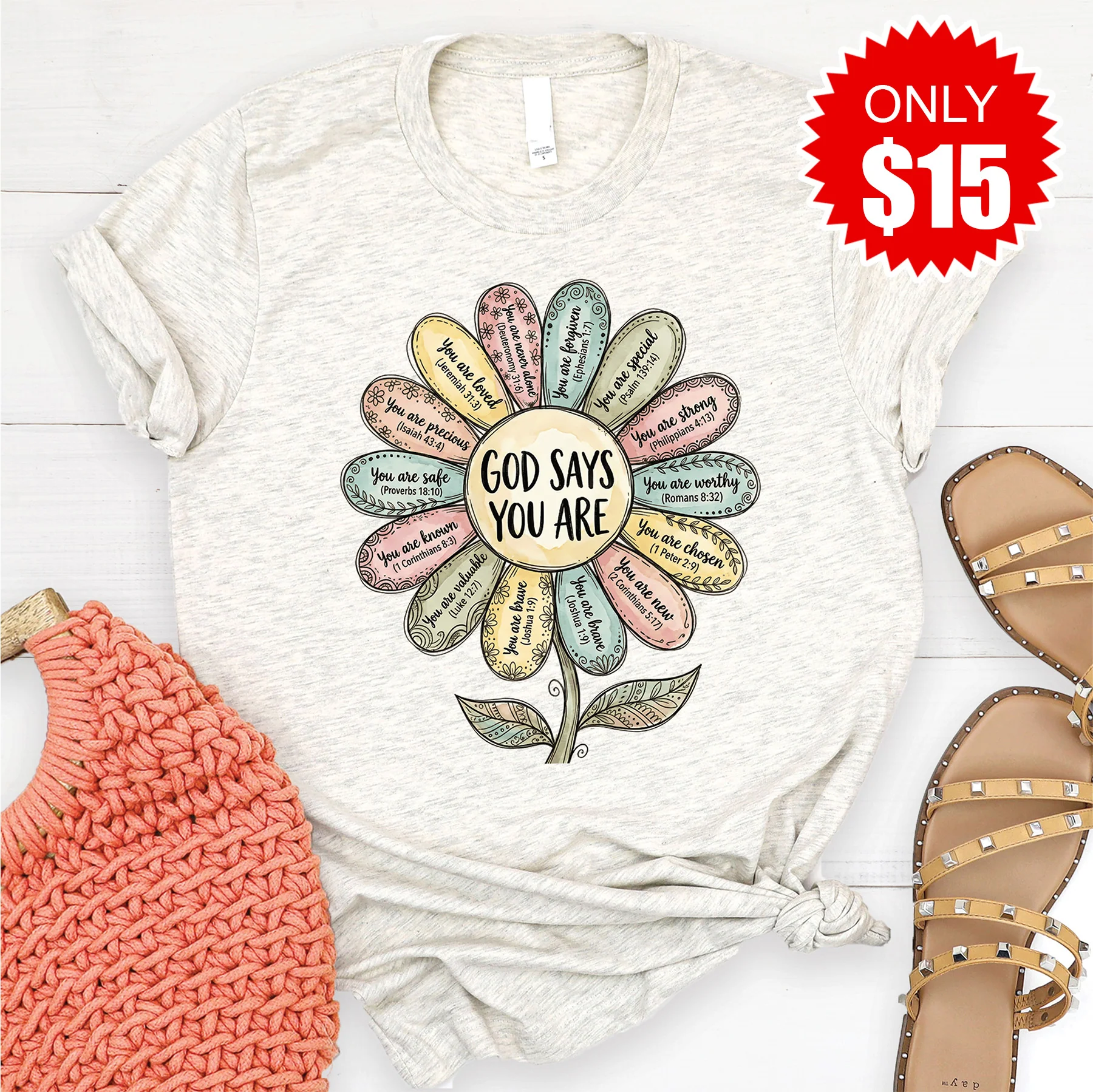God Says You Are Tee - Heather Oatmeal - 15