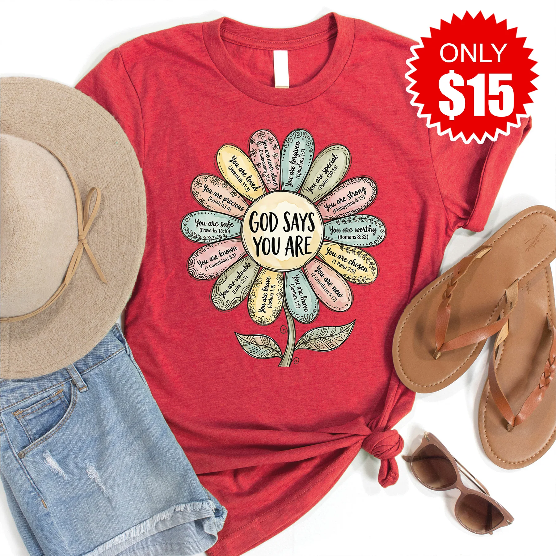 God Says You Are Tee - Heather Scarlet - 15