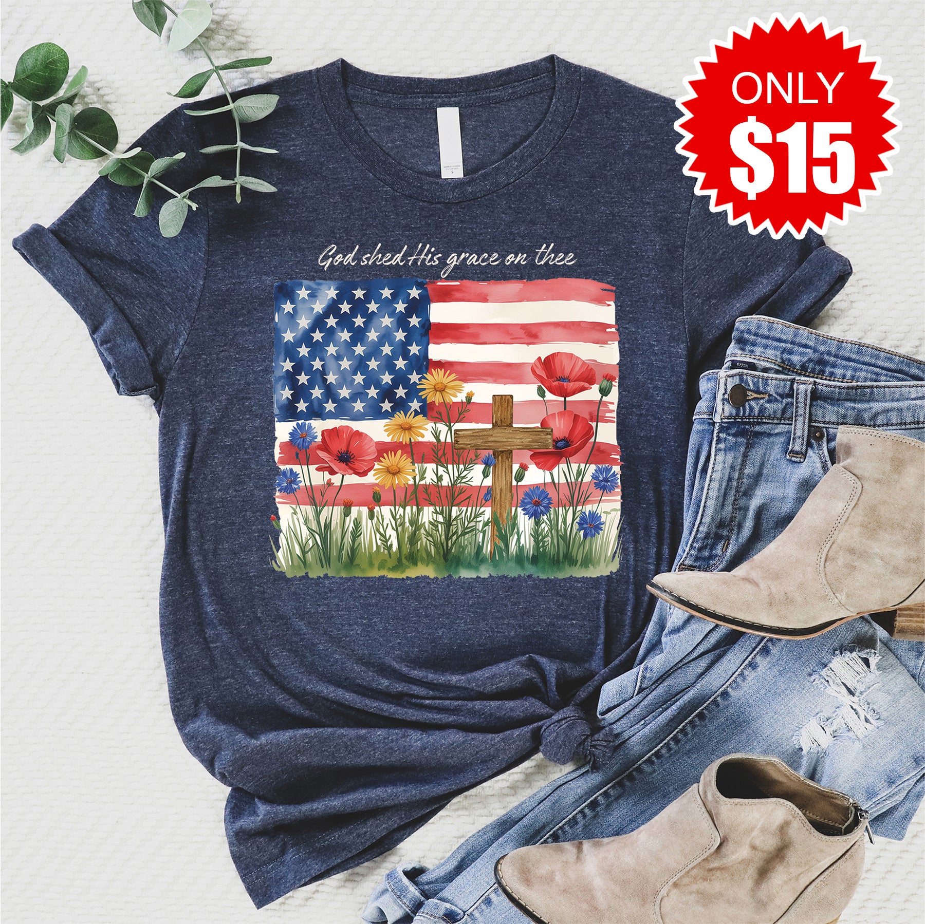 God Shed His Grace Tee - 15