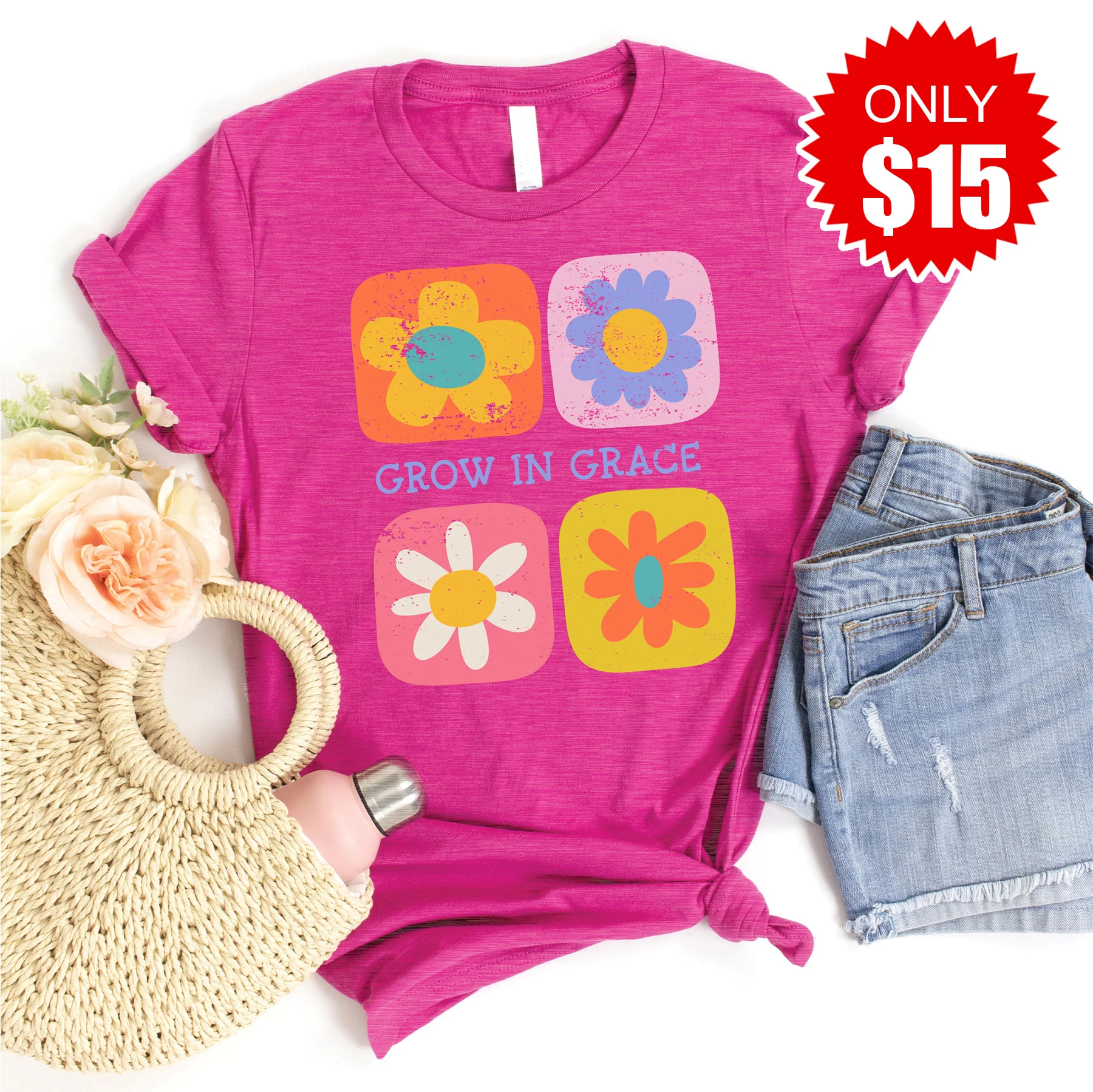 Grow in Grace Tee - Heather Berry - 15