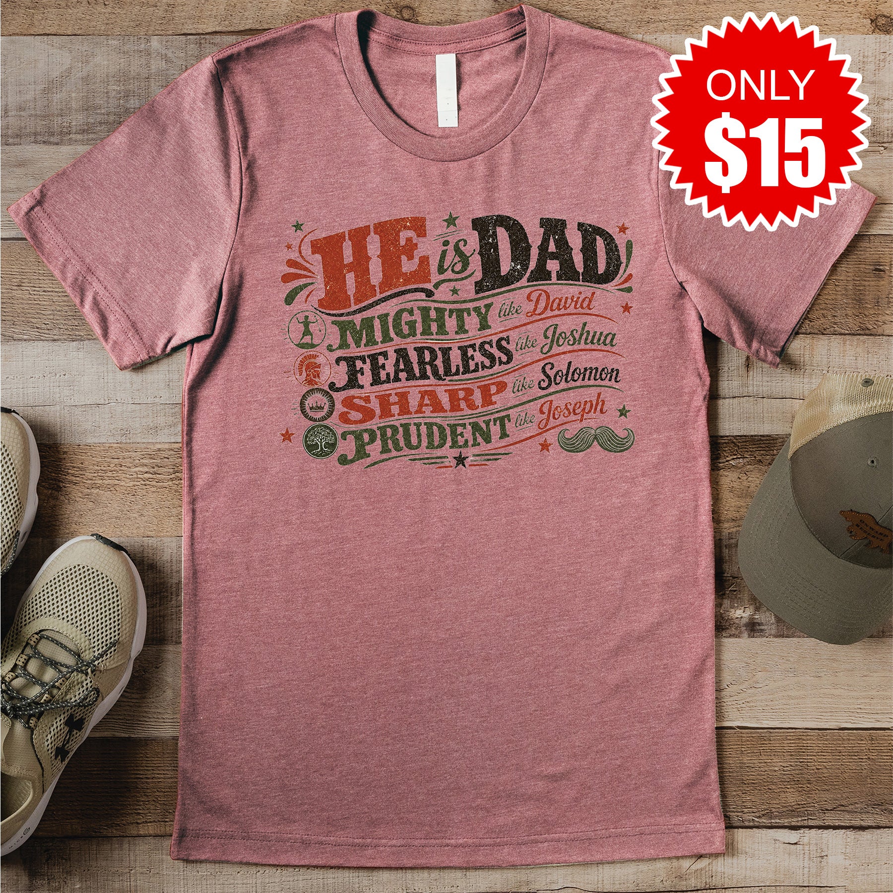 He is Dad Tee - Heather Mauve - 15