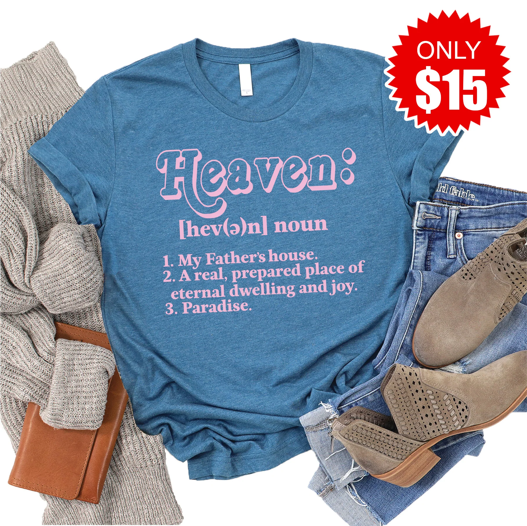 Heaven Tee - Heather Deep Teal - 15