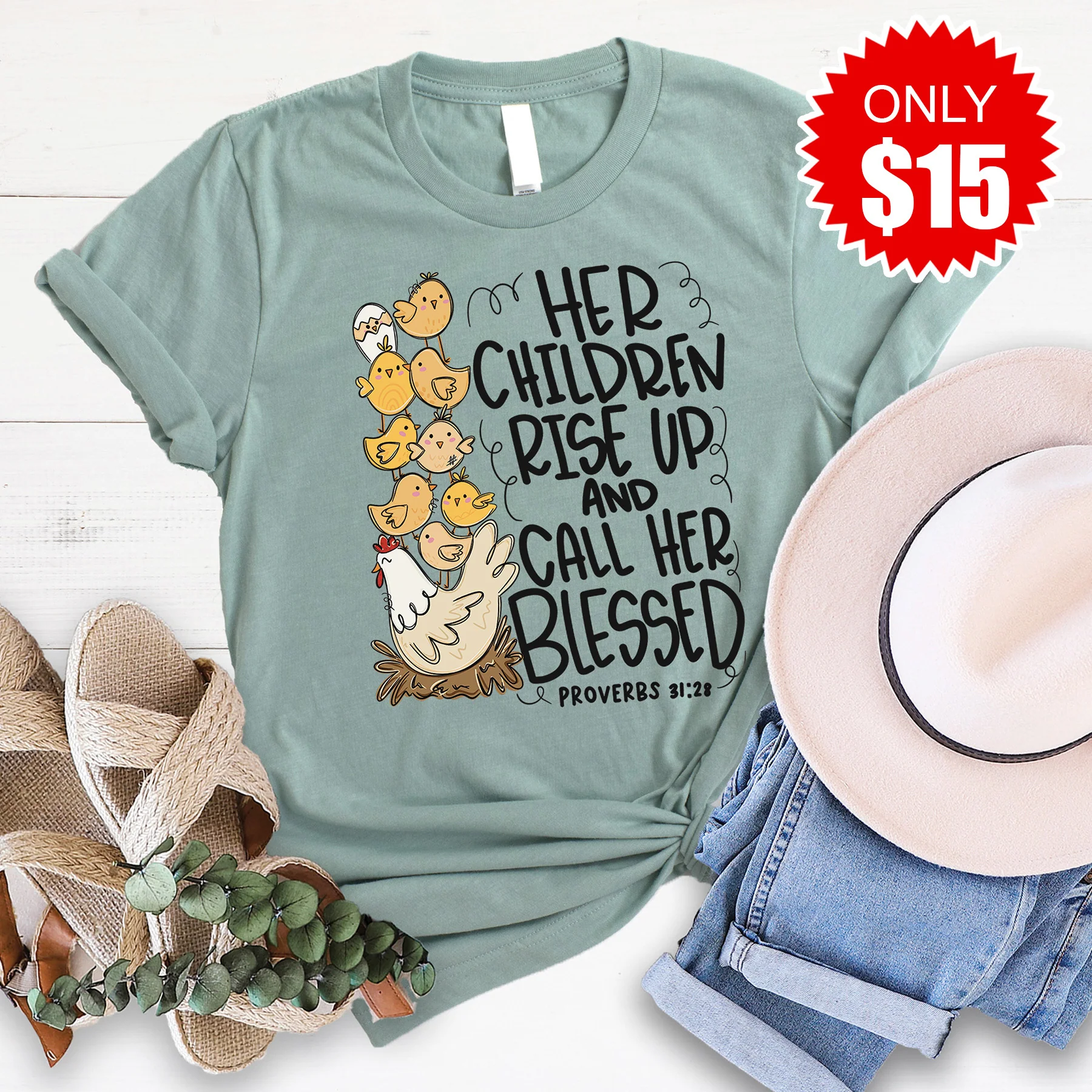Her Children Rise Up Tee - Heather Sage - 15