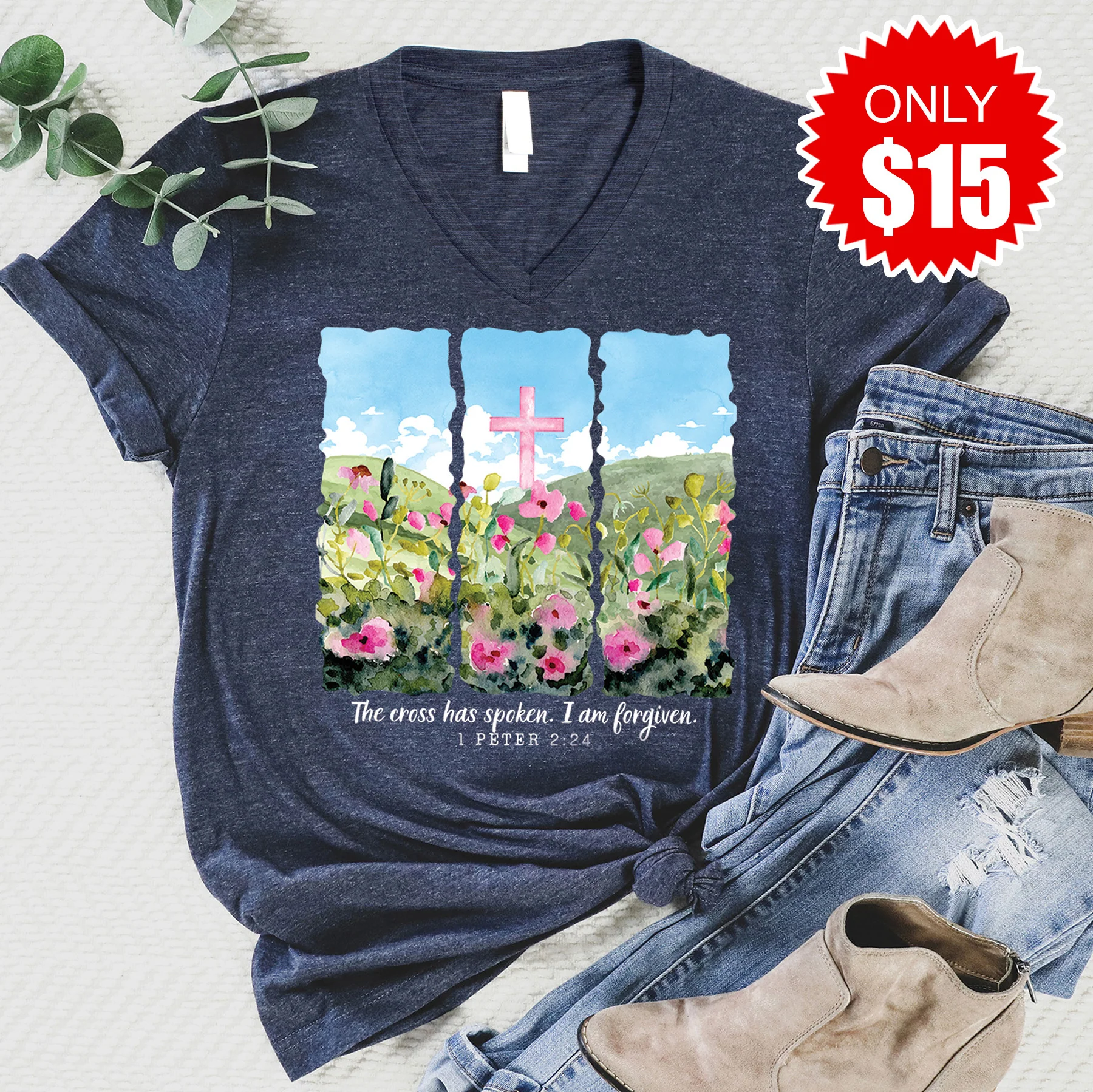 I Am Forgiven V-Neck - 15