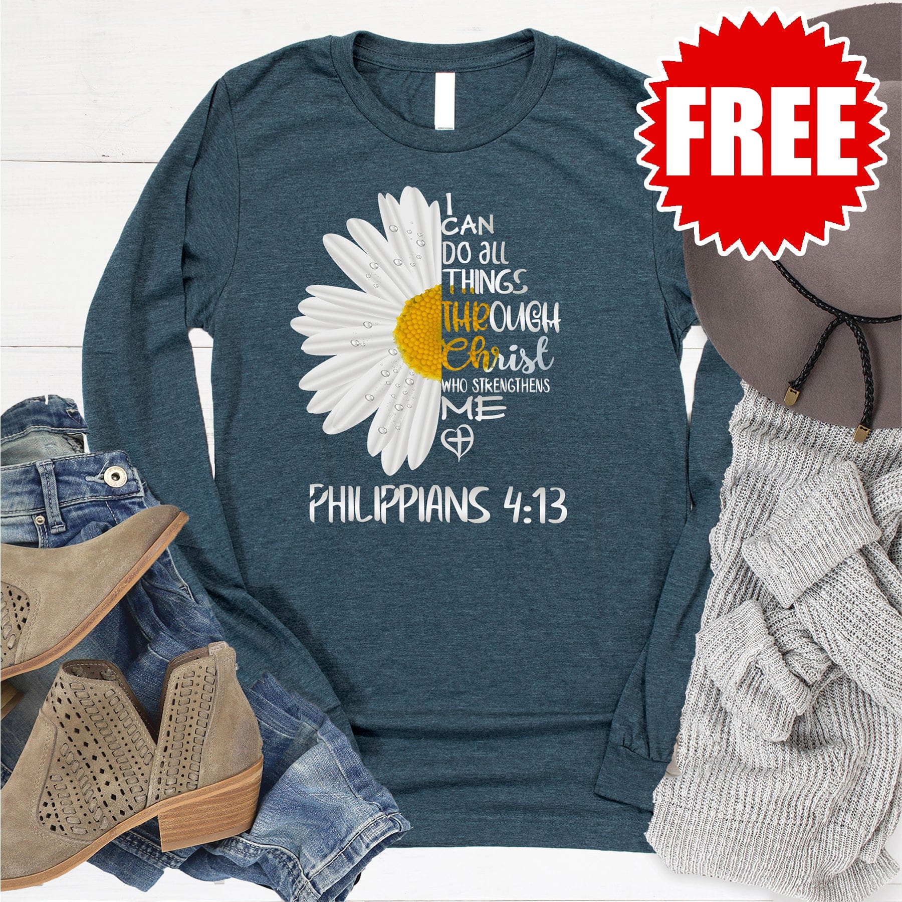 I Can Do All Things Daisy Long Sleeve - 0 - Image 2
