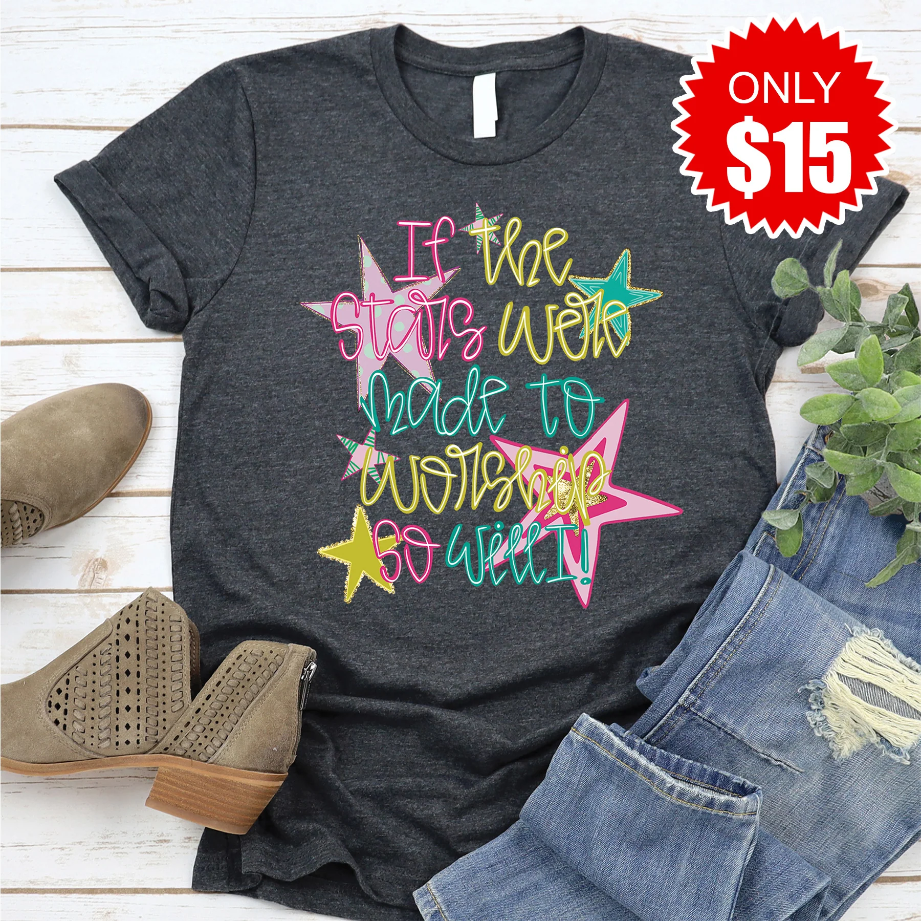 If The Stars Tee - Heather Charcoal - 15