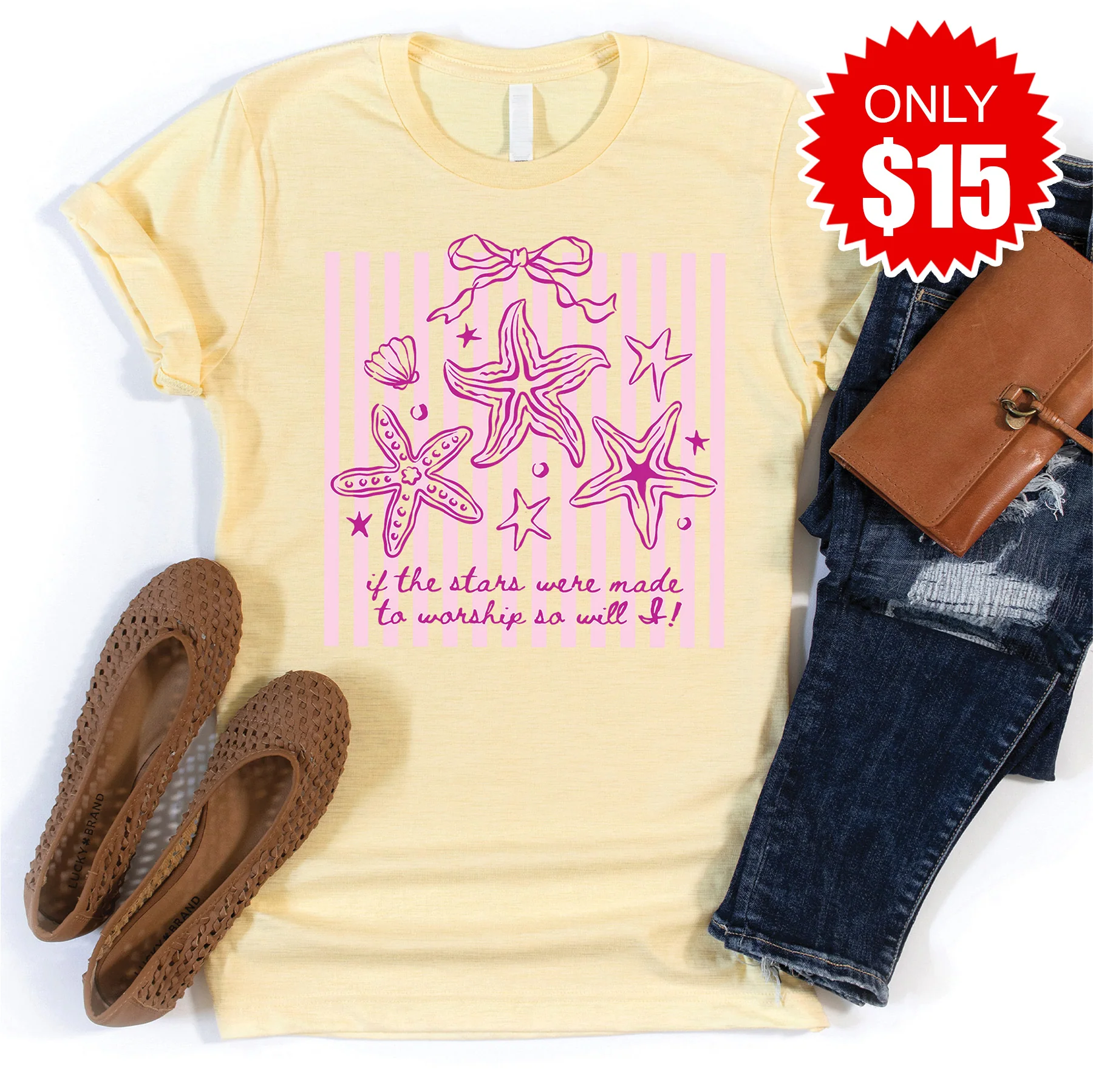 If The Stars Tee - Heather French Vanilla - 15