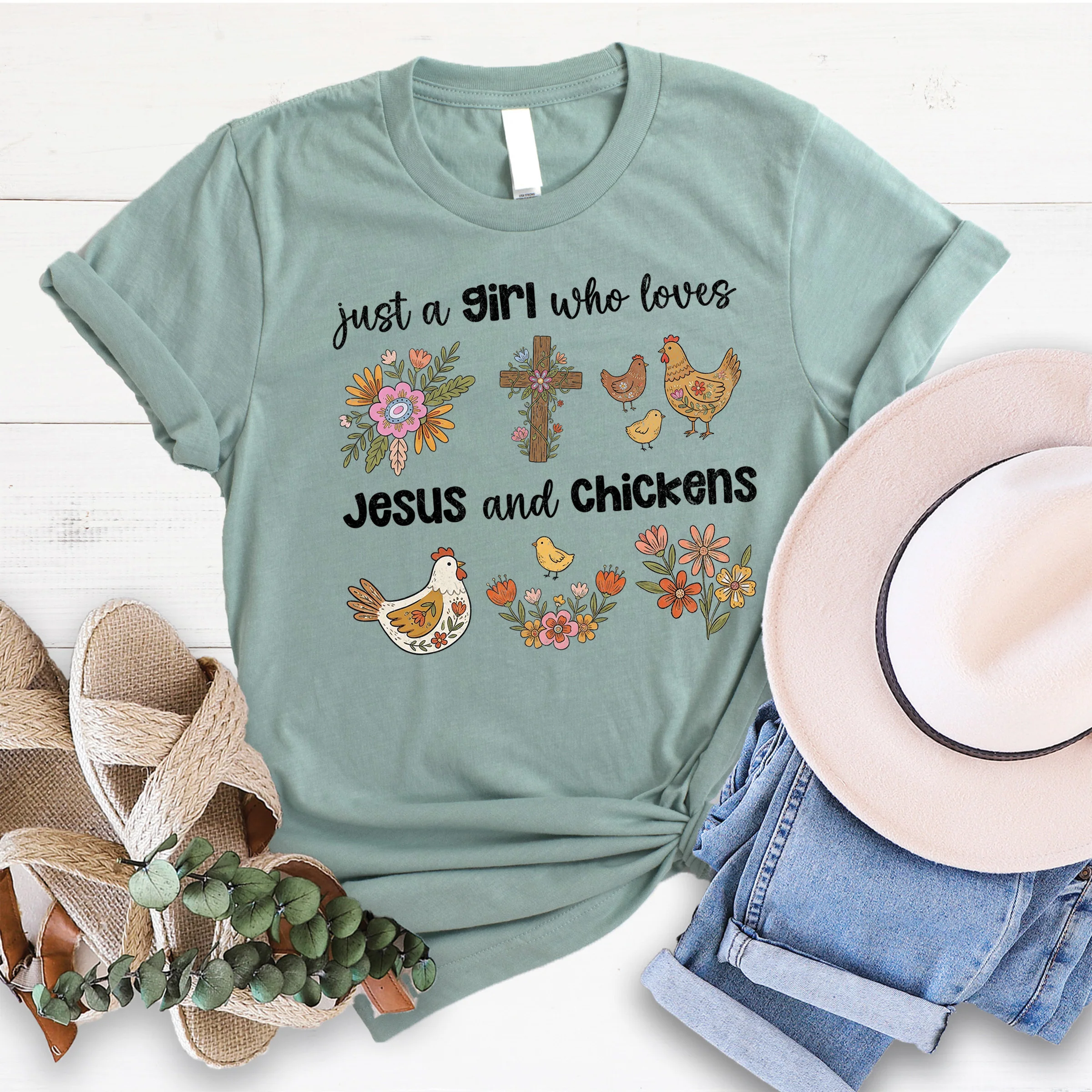 Jesus And Chickens Tee
