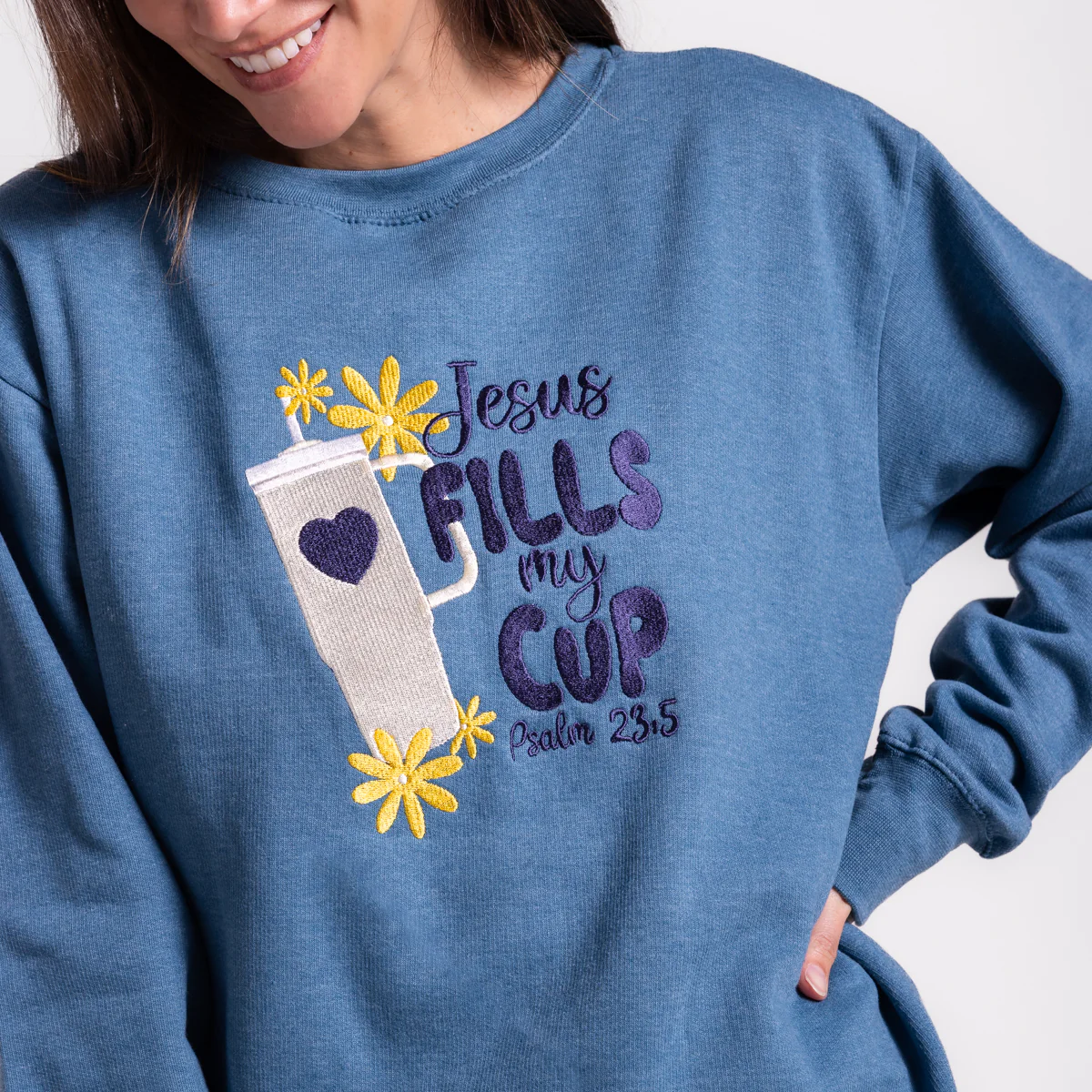 Embroidered Jesus Fills My Cup Sweatshirt - Image 3