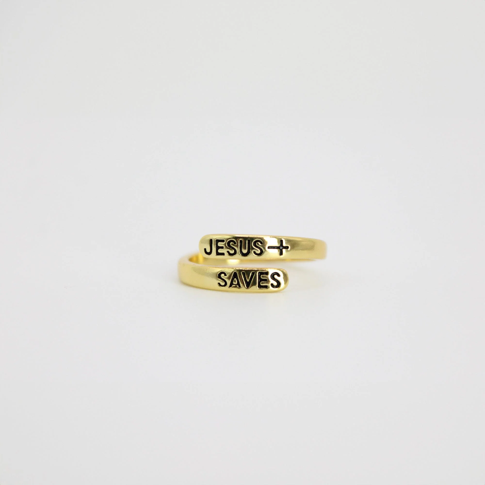 Jesus Saves Gold Plated Brass Ring - Image 4