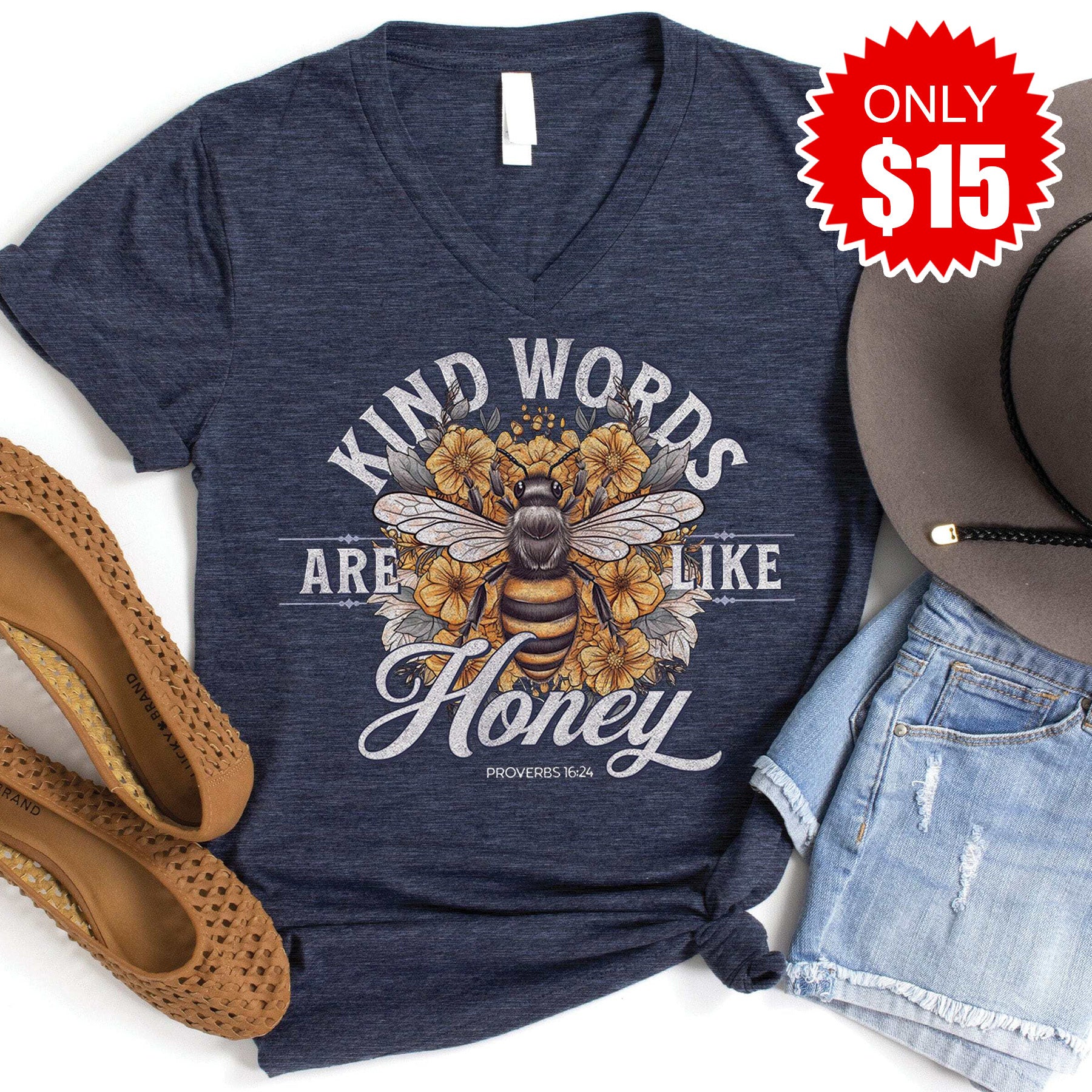 Kind Words Are Like Honey V-Neck - 15
