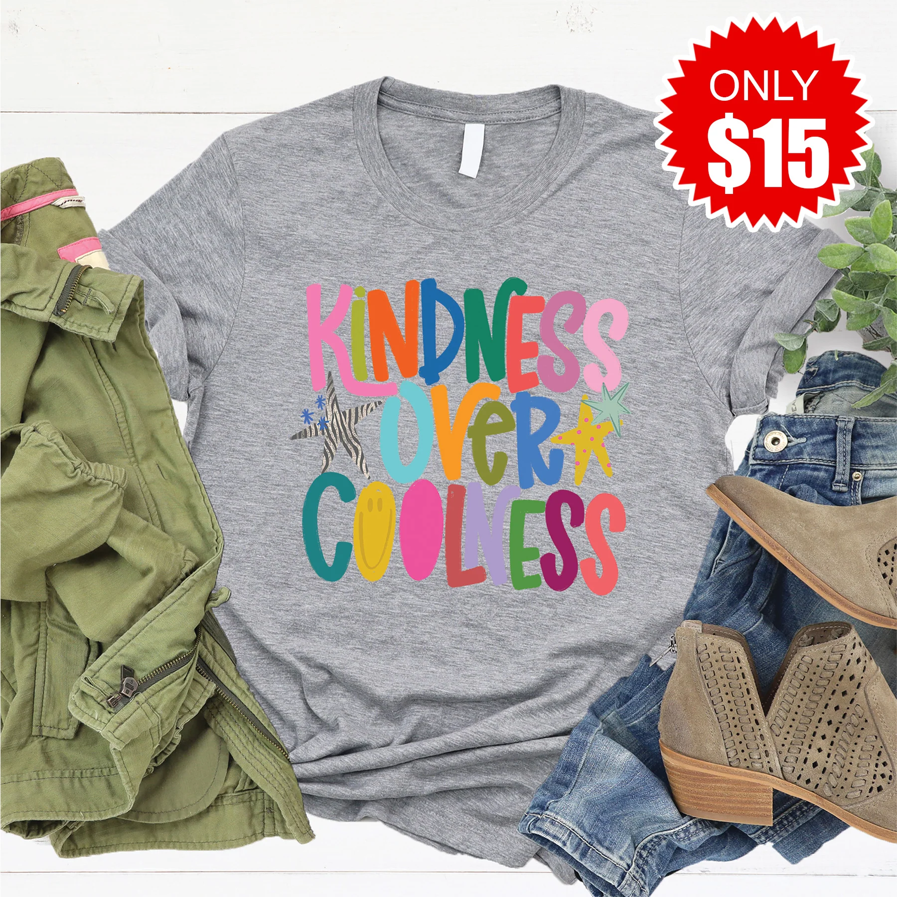 Kindness Tee - Heather Grey - 15