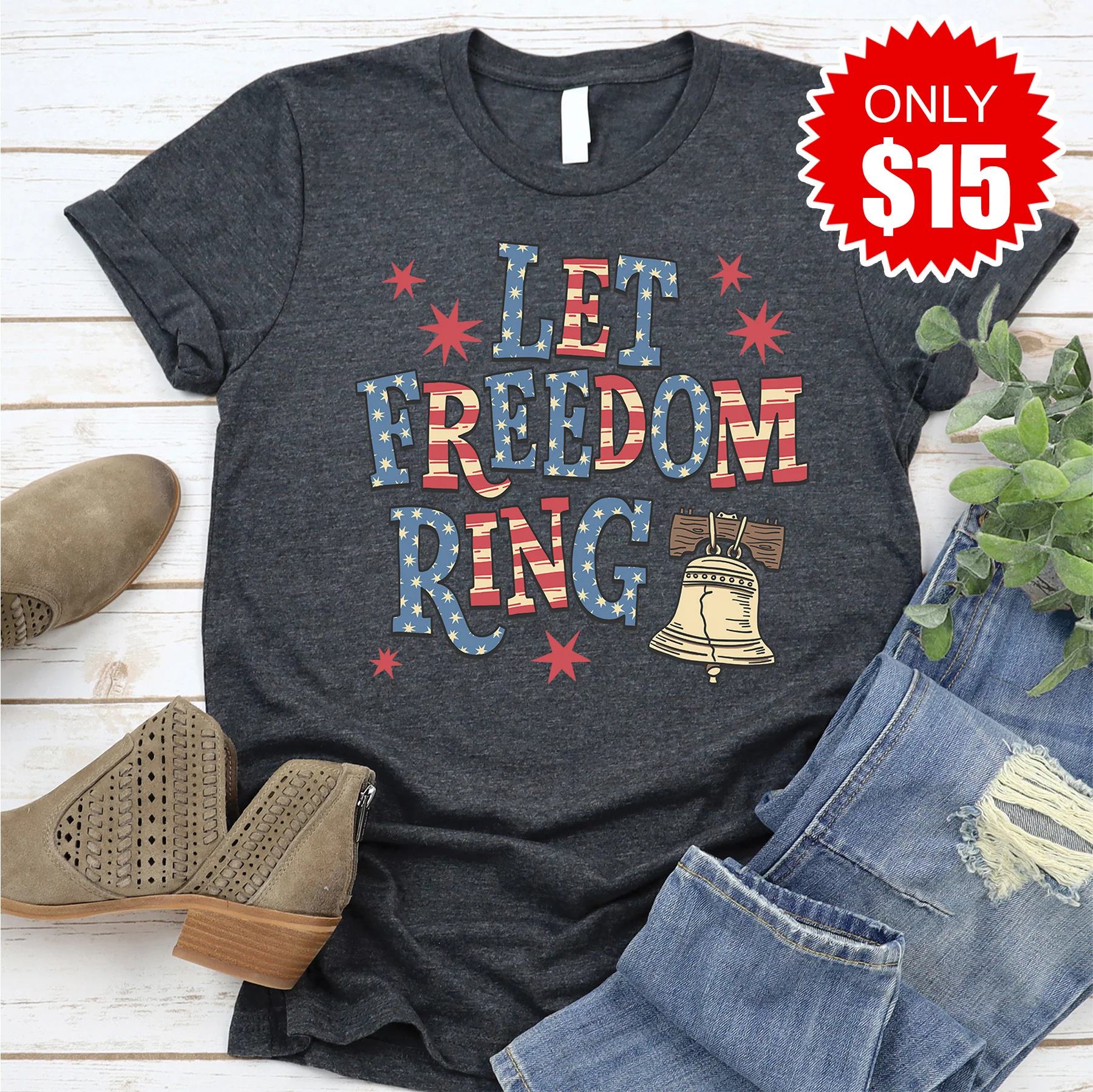 Let Freedom Ring Tee - Heather Charcoal - 15