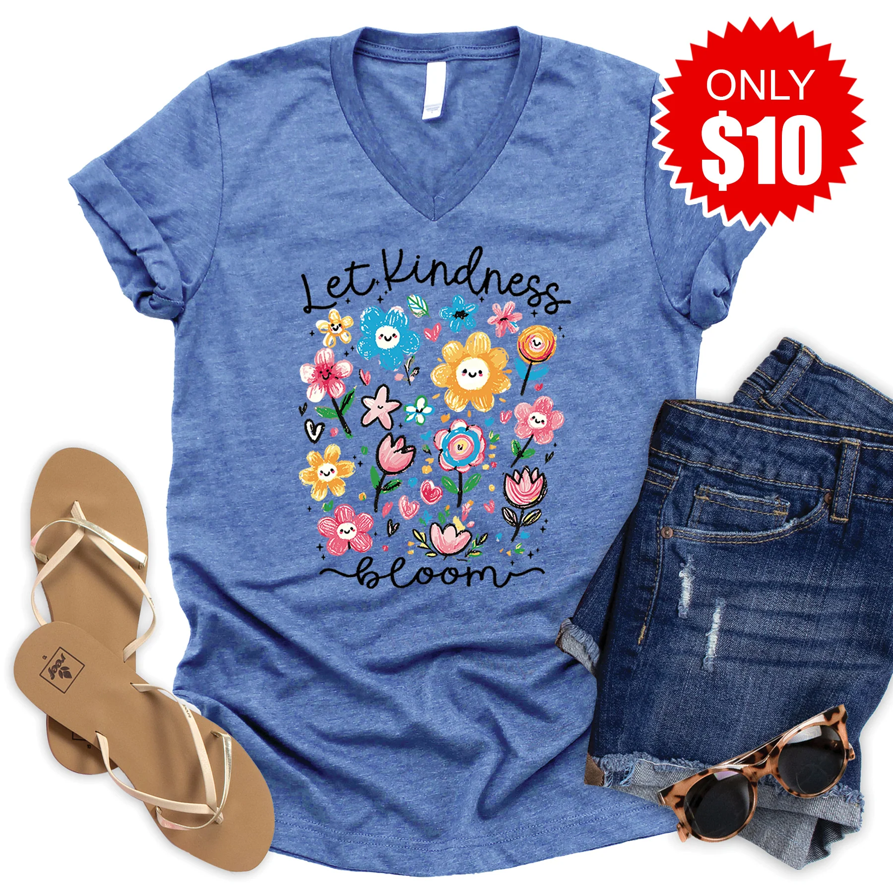 Let Kindness Bloom V-Neck - 10