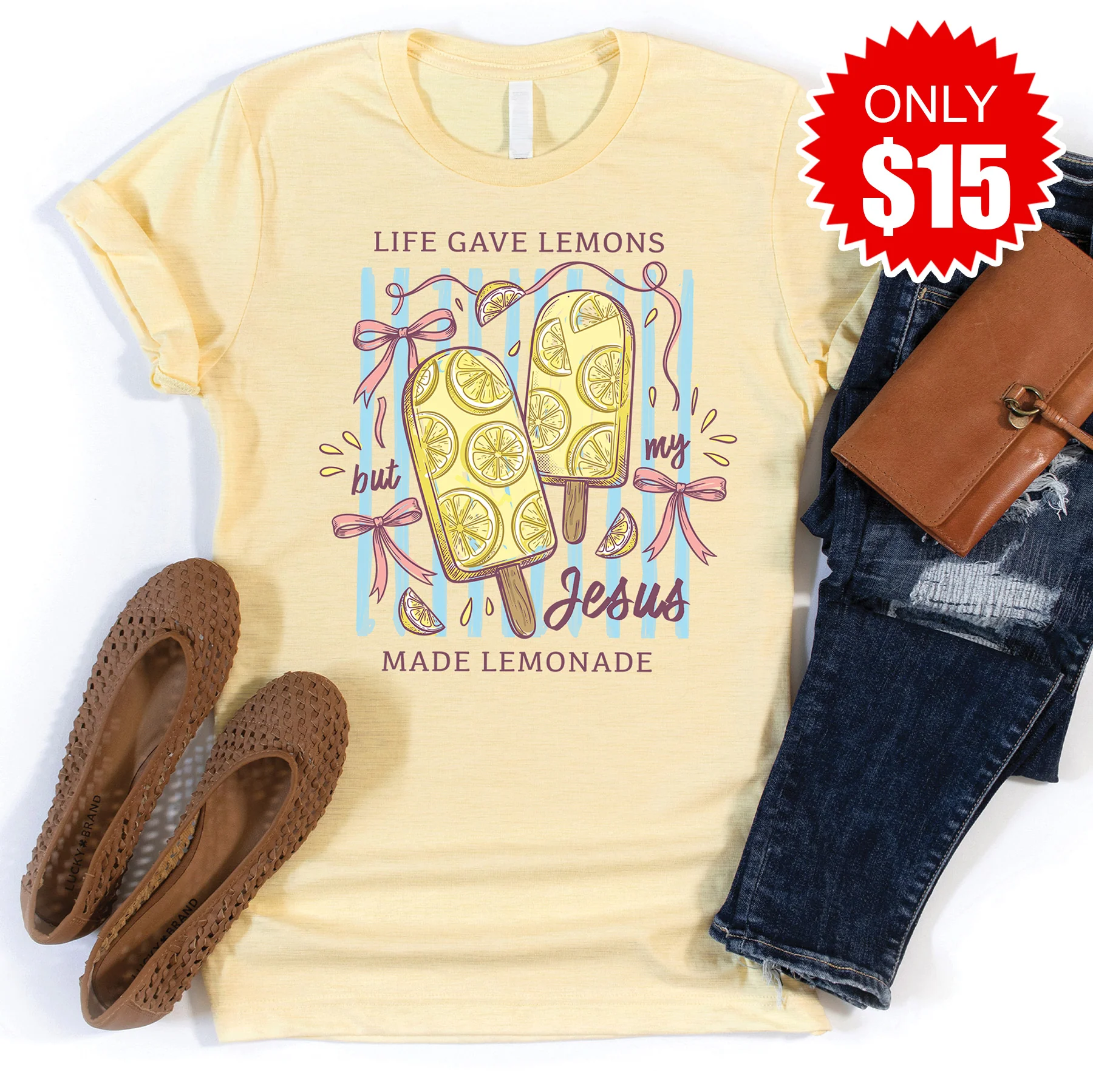 Life Gave Lemons Tee - Heather French Vanilla - 15