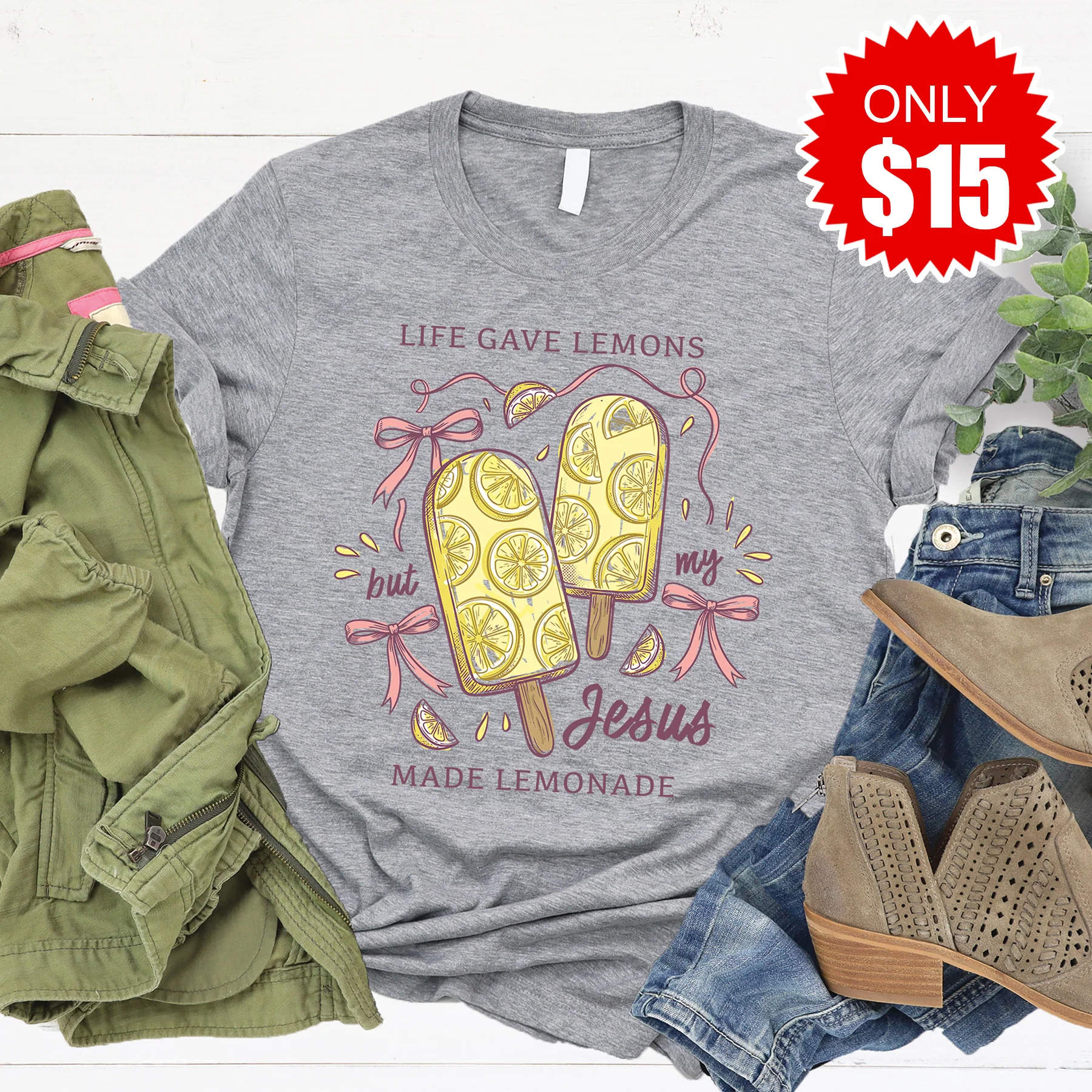 Life Gave Lemons Tee - Heather Grey - 15
