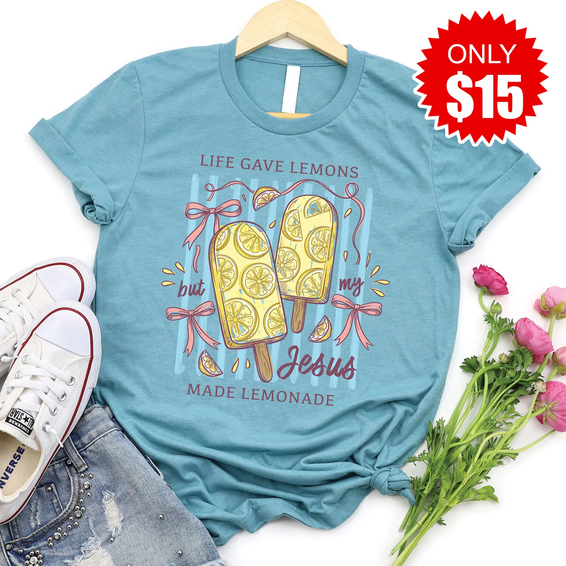 Life Gave Lemons Tee - Heather Lagoon - 15