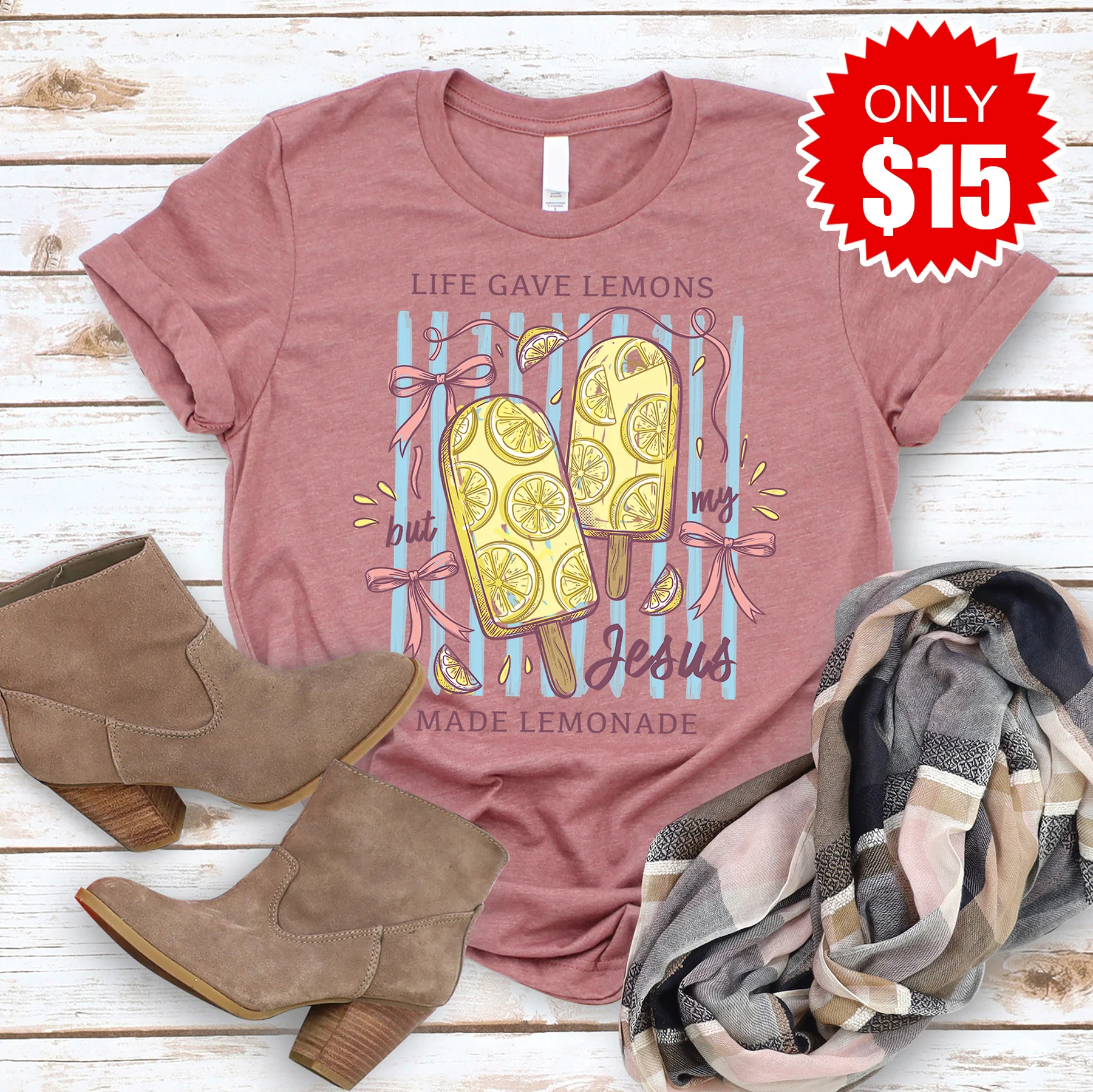 Life Gave Lemons Tee - Heather Mauve - 15