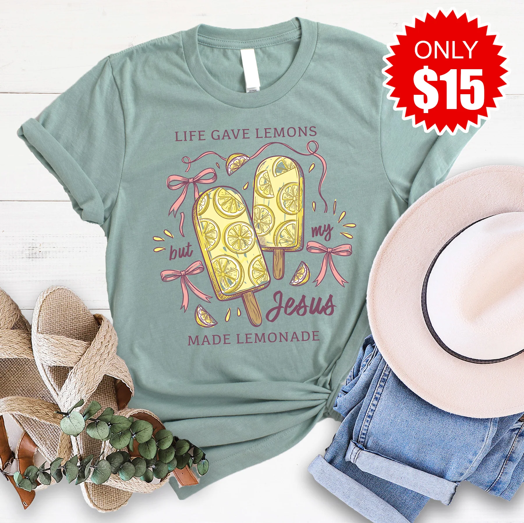 Life Gave Lemons Tee - Heather Sage - 15