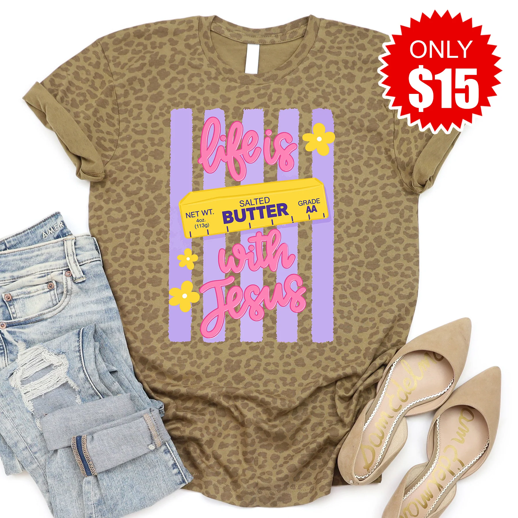 Life is Butter Tee - Brown Leopard - 15