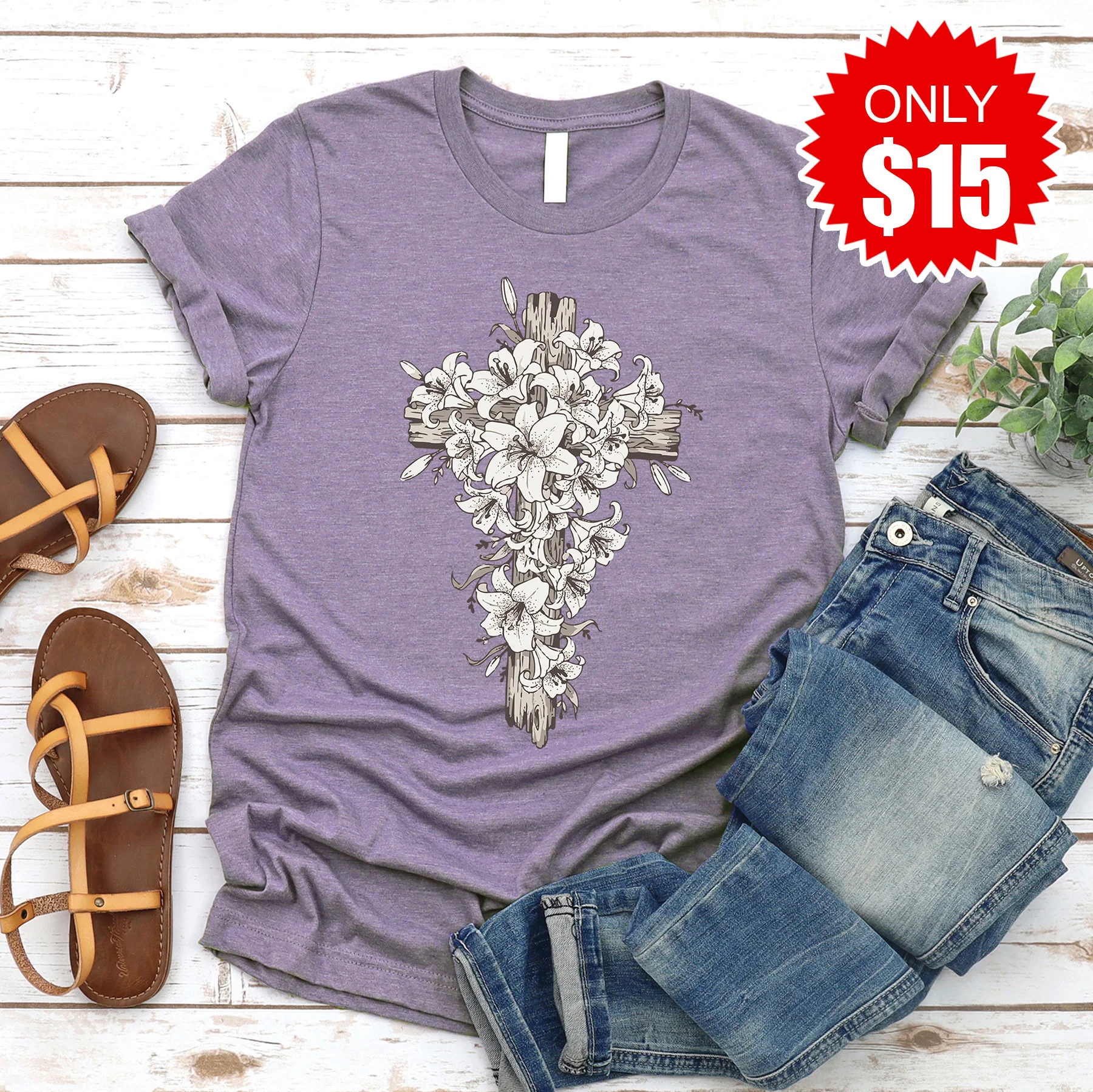 Lily Cross Tee - Heather Deep Purple - 15