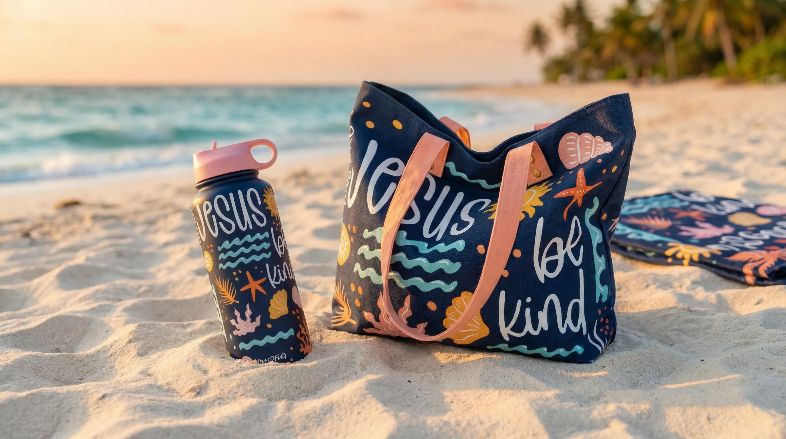 Love Like Jesus Beach Towel + 32oz Tumbler + Tote Bundle