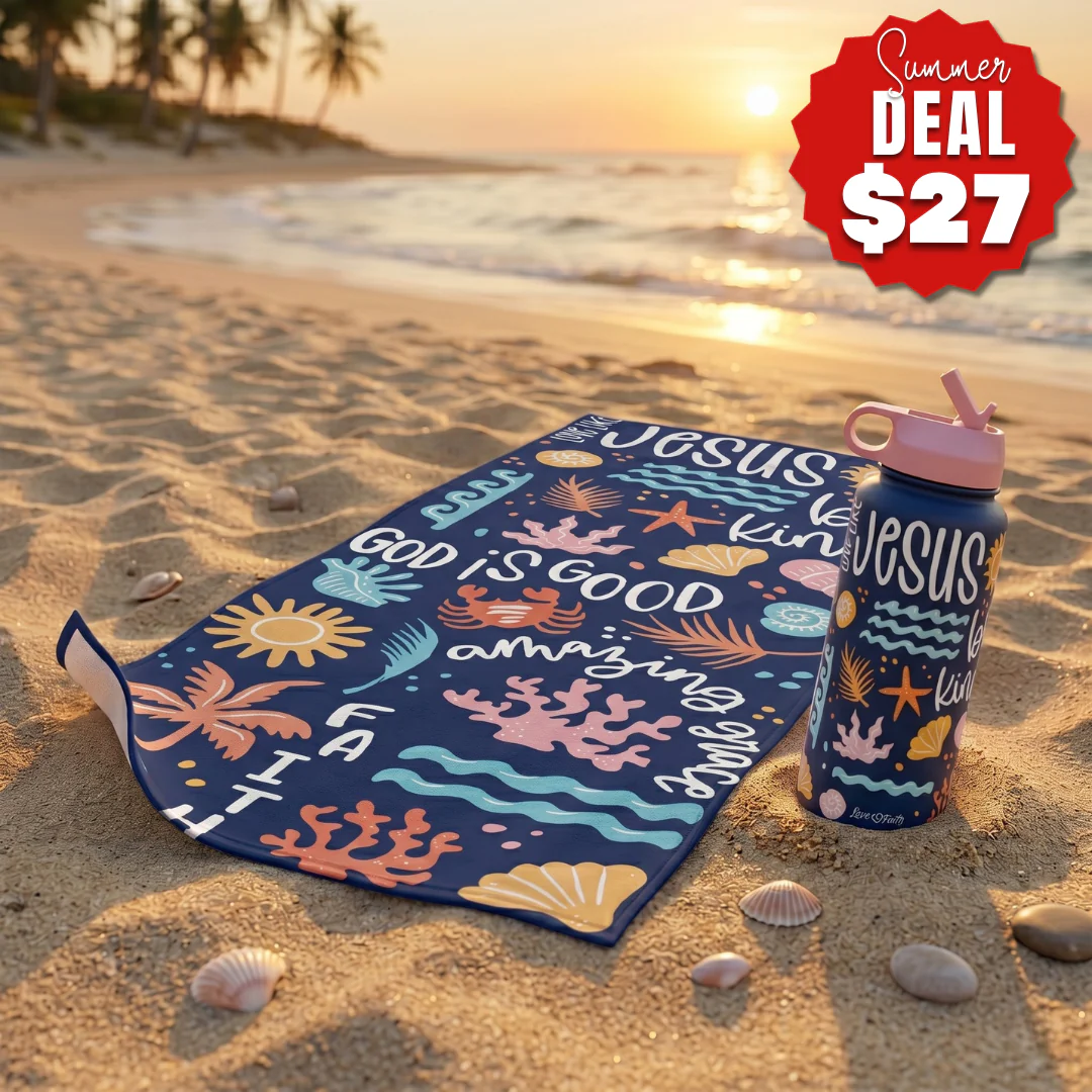 Love Like Jesus Stainless Steel 32 oz Bottle + Love Like Jesus Beach Towel
