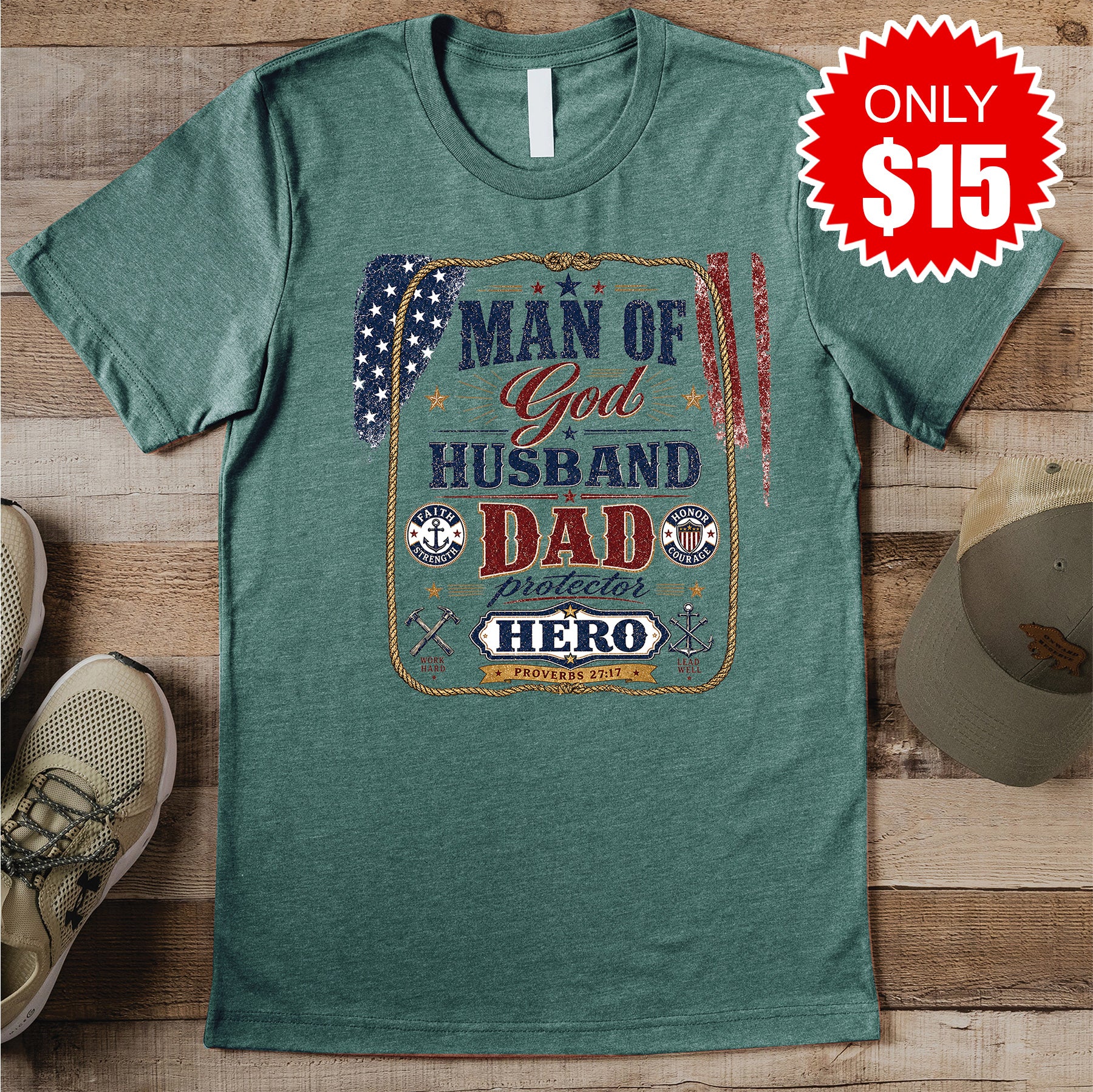Man of God Tee - Heather Forest - 15