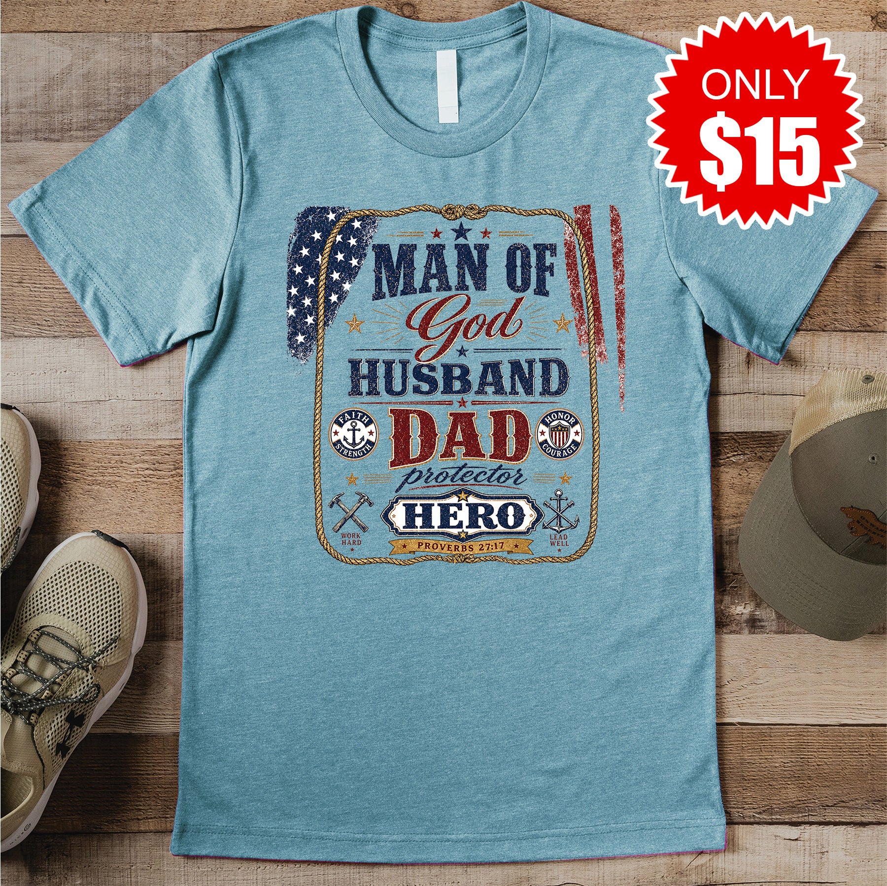 Man of God Tee - Heather Lagoon - 15