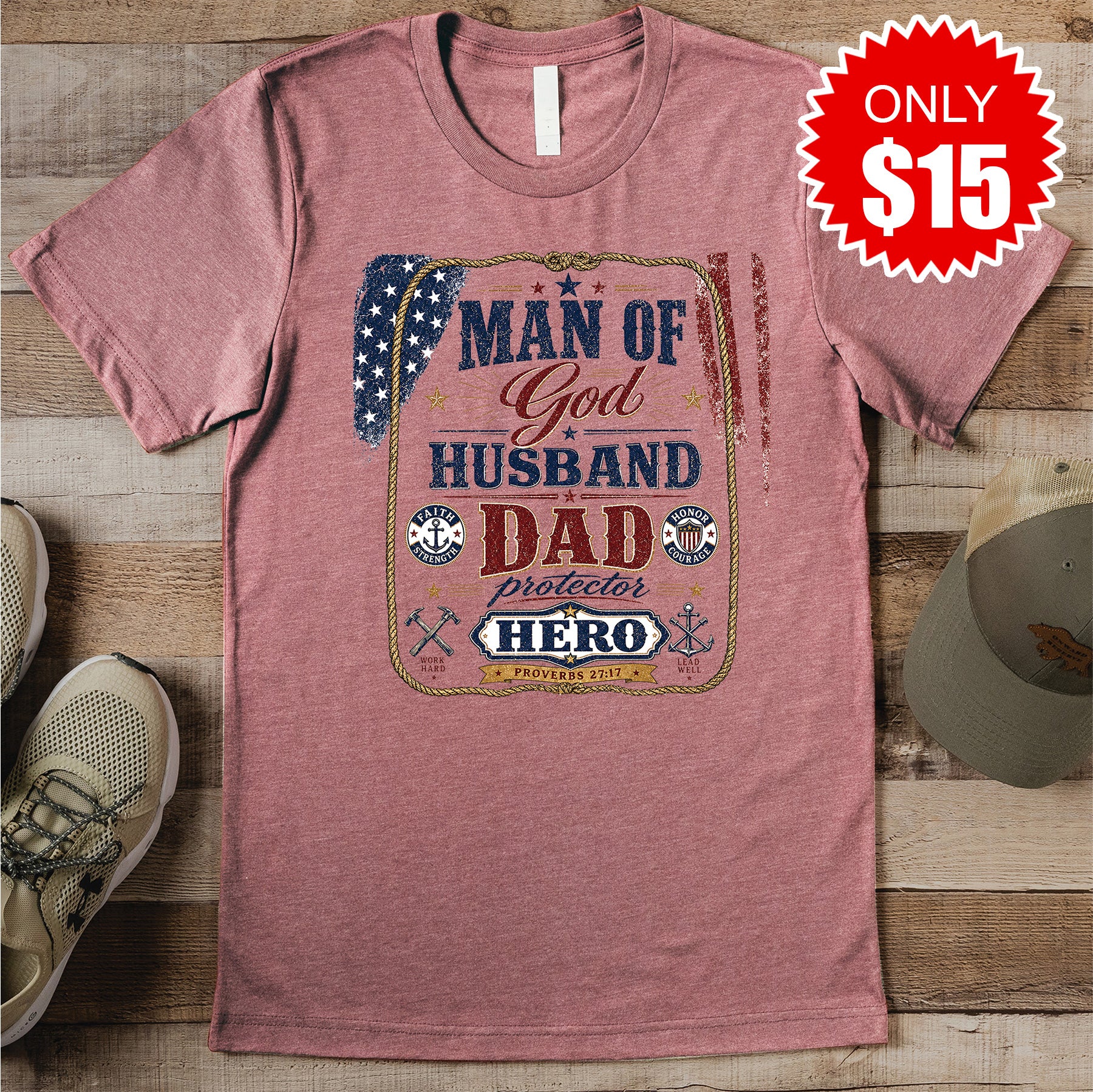 Man of God Tee - Heather Mauve - 15