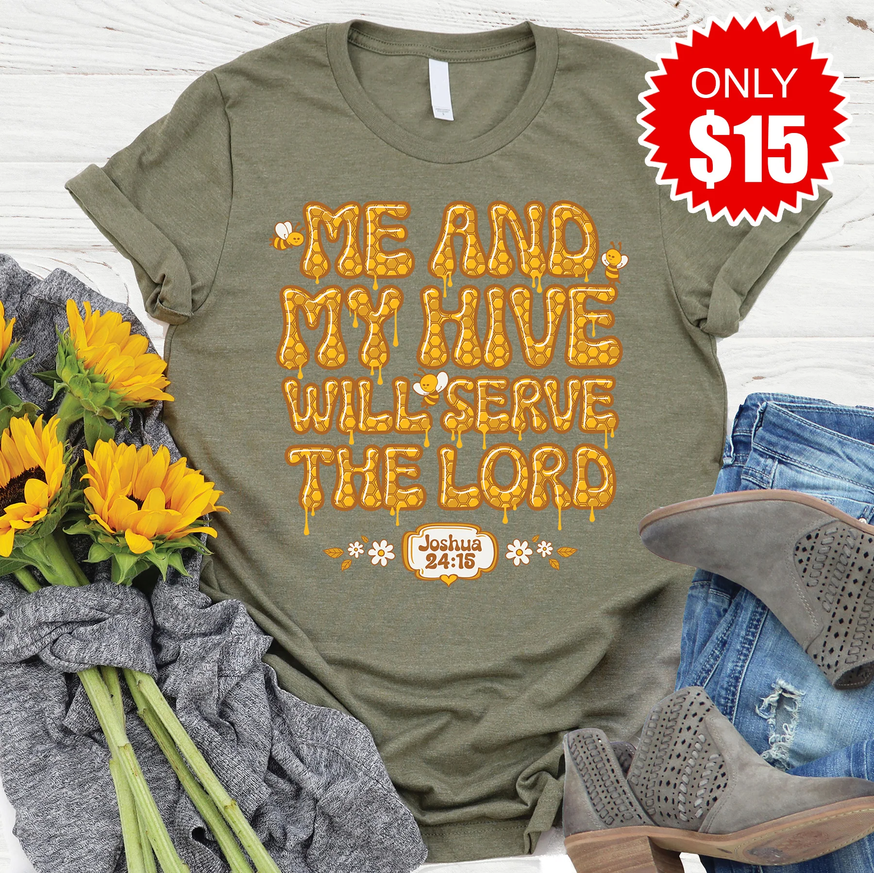 Me and My Hive Tee - Heather Olive - 15