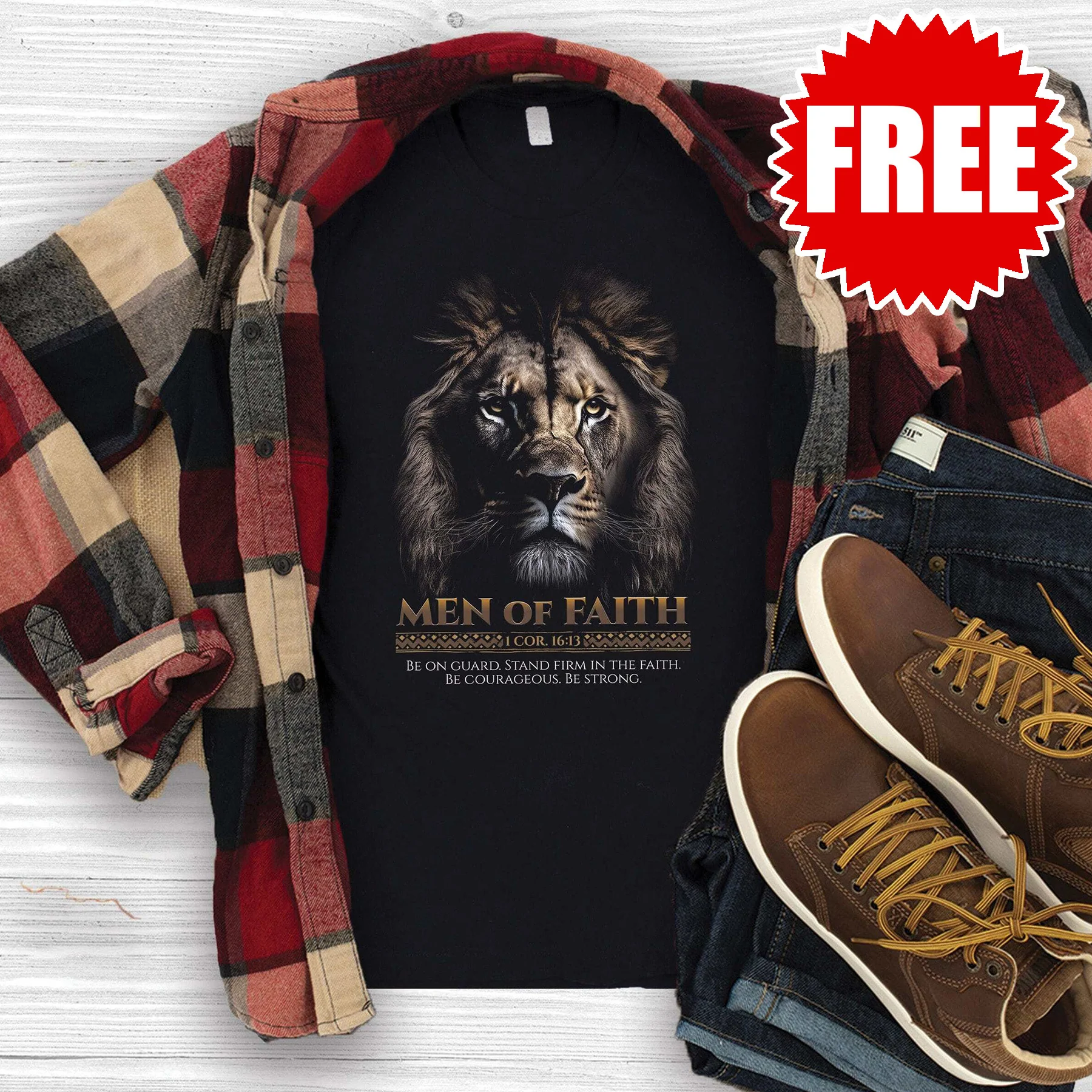 Men of Faith Lion Men's Tee - 0