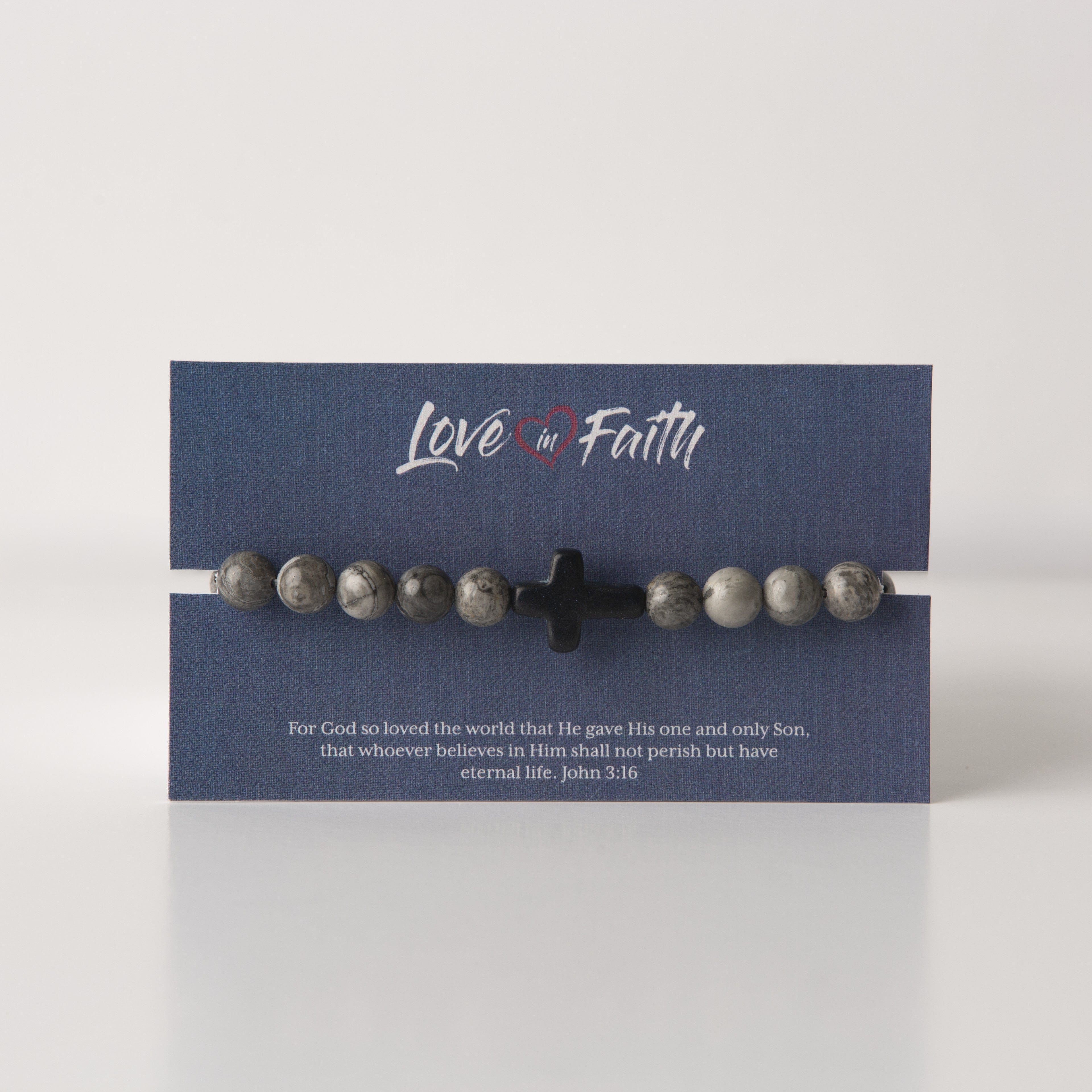 Men's Cross Stone Bead Bracelet - Image 3