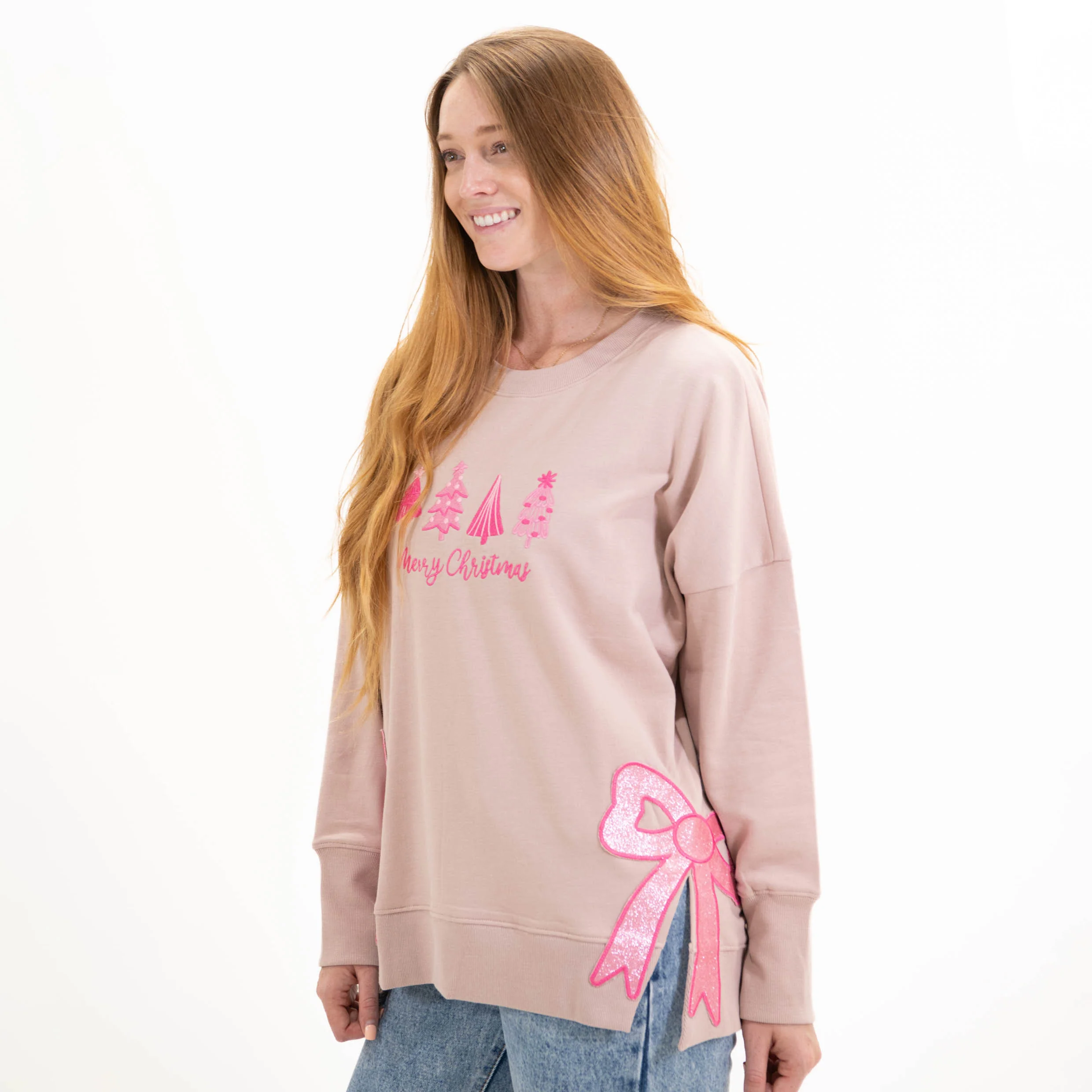 Merry Christmas Side Slit Crewneck Sweatshirt - Image 2