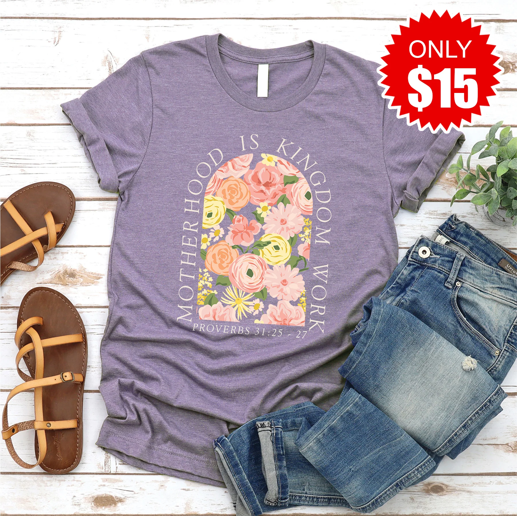 Motherhood Tee - Heather Deep Purple - 15