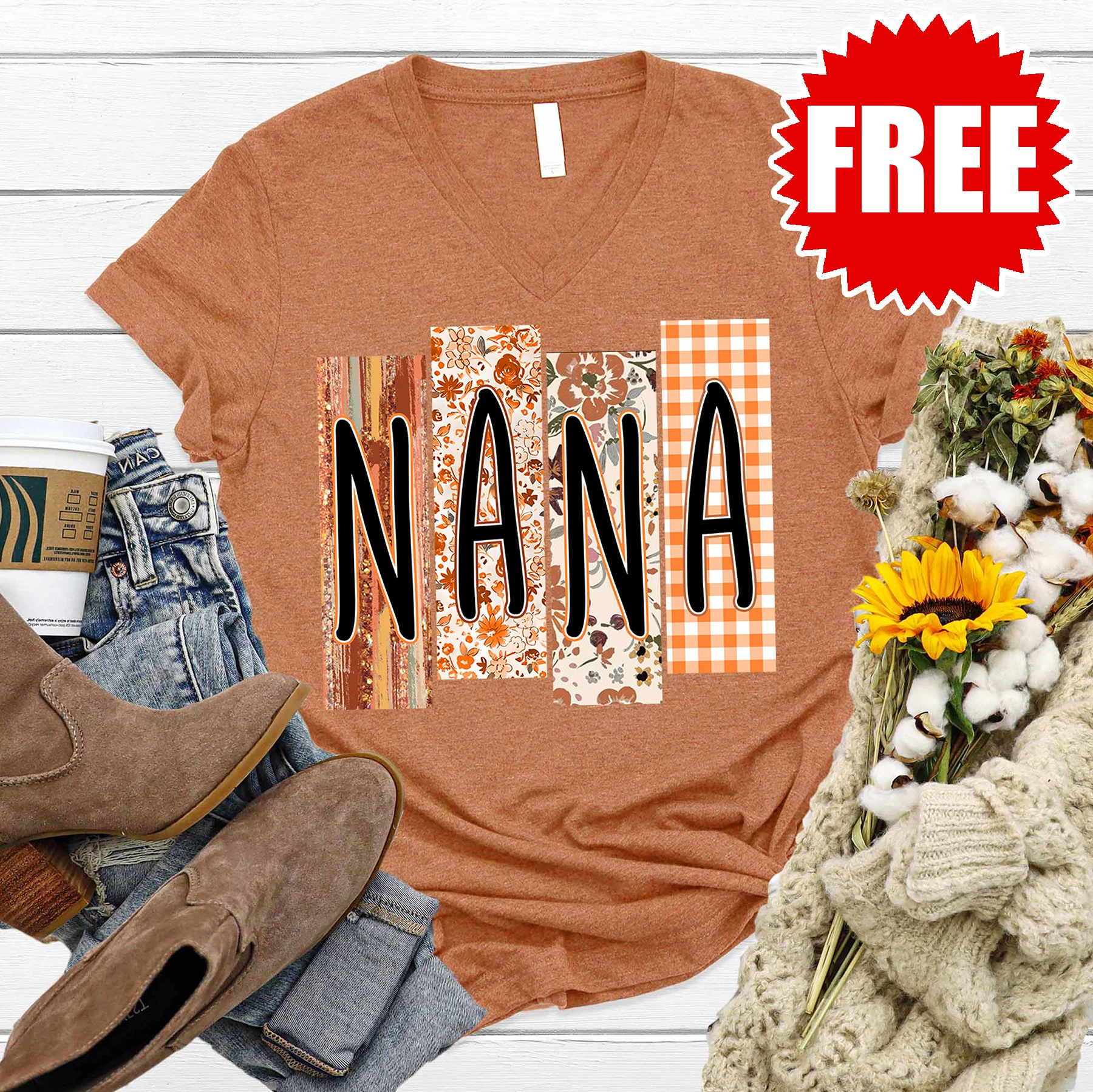 Nana V-Neck - Heather Autumn - 0