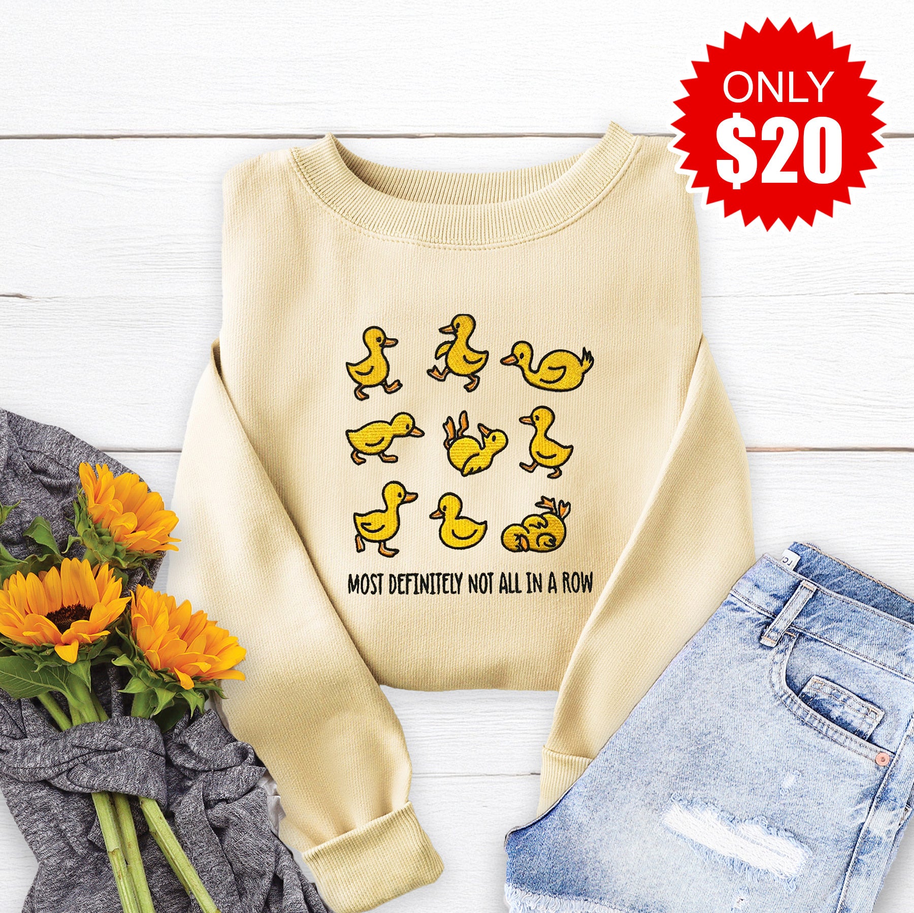 Not in a Row Embroidered Crewneck Sweatshirt - 20