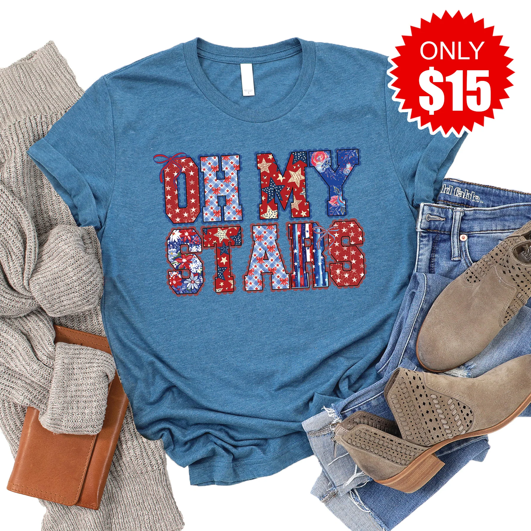 Oh my Stars Tee - Heather Deep Teal - 15