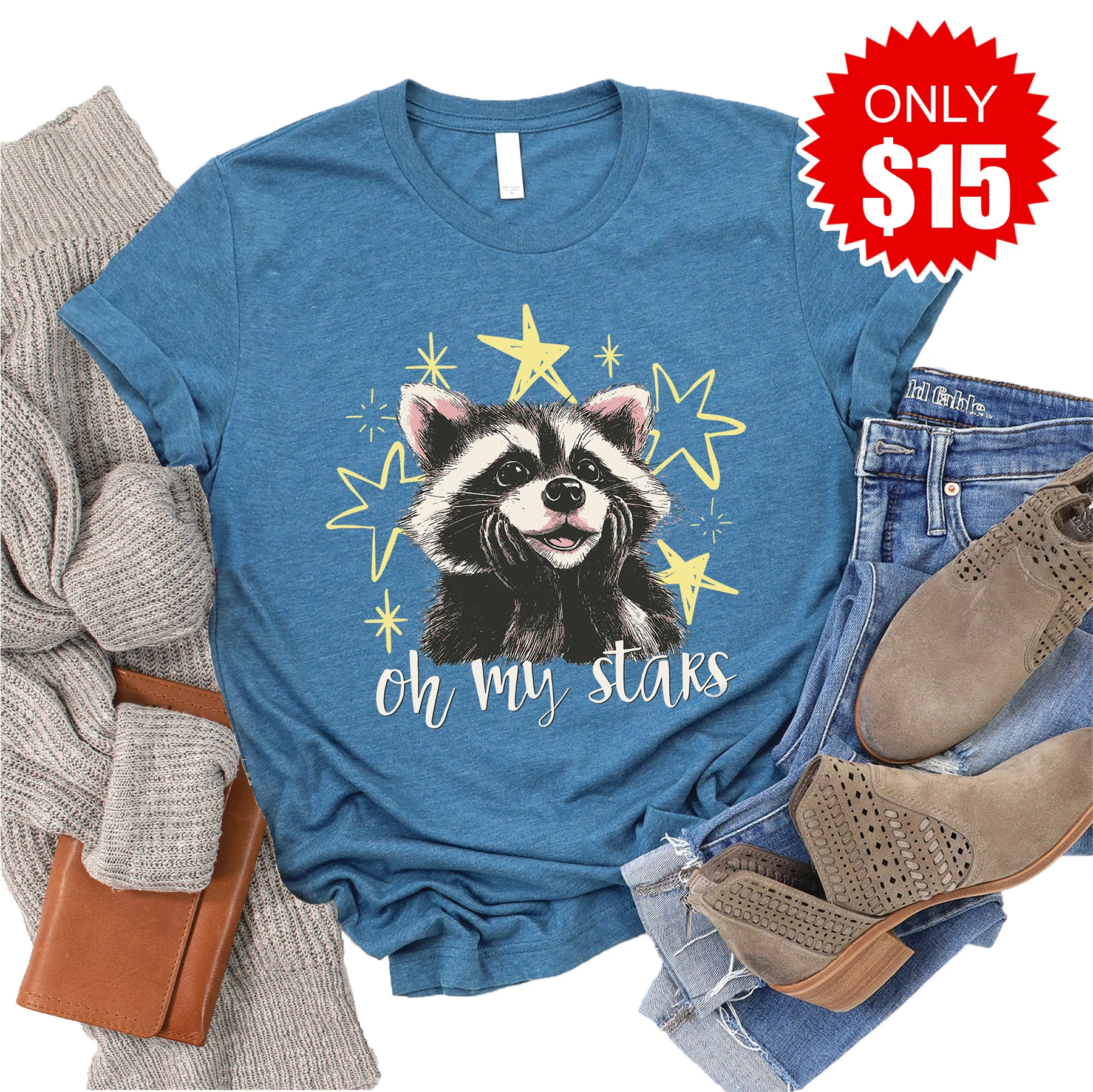 Oh My Stars Tee - Heather Deep Teal - 15