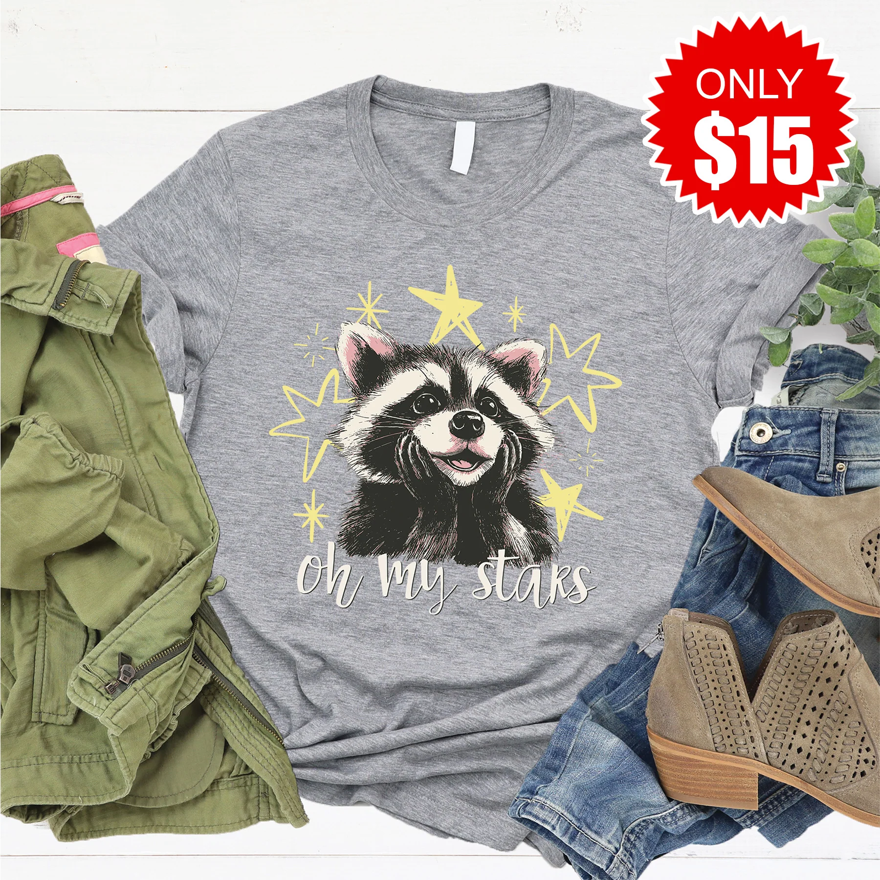 Oh My Stars Tee - Heather Grey - 15