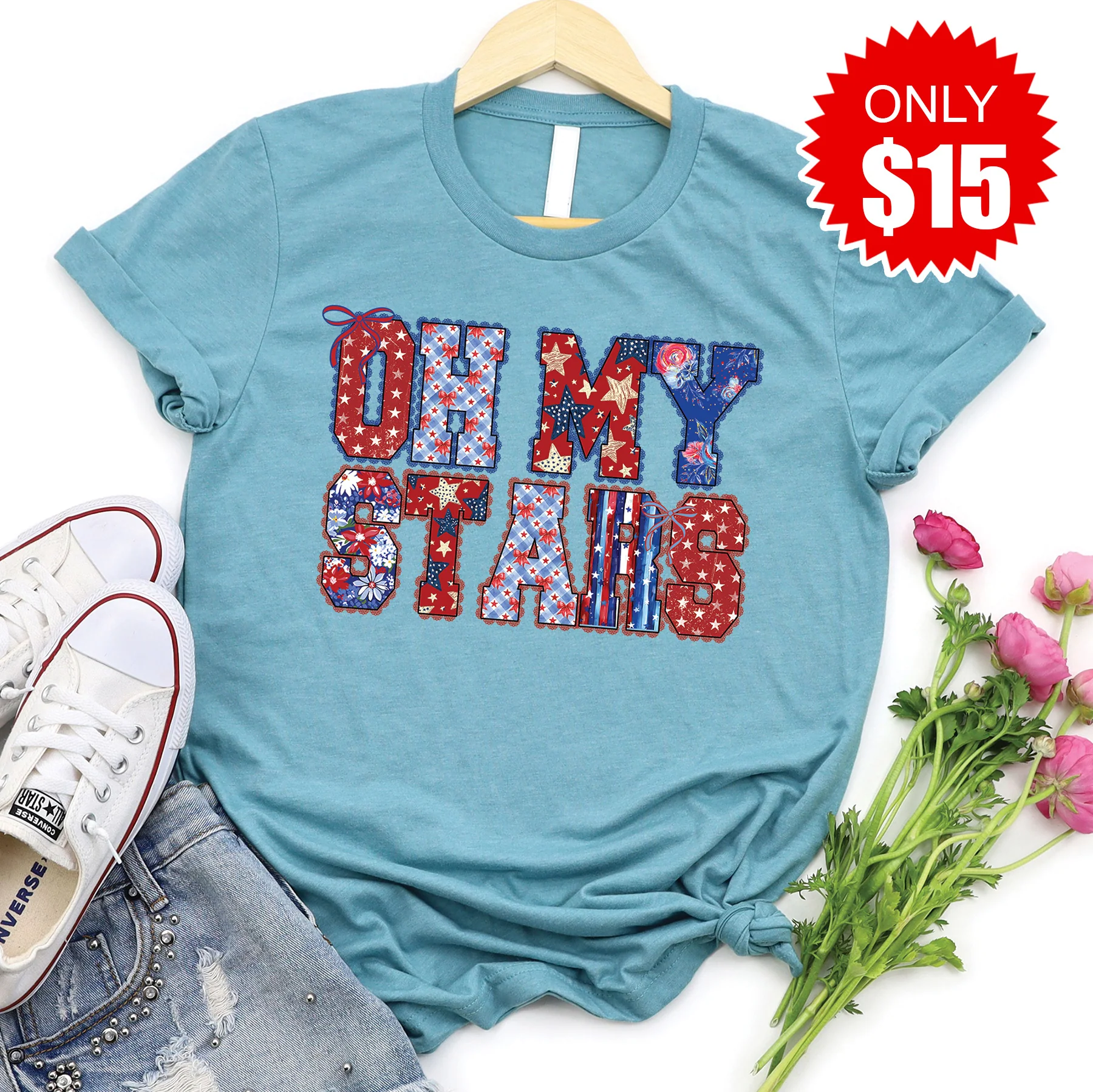 Oh my Stars Tee - Heather Lagoon - 15