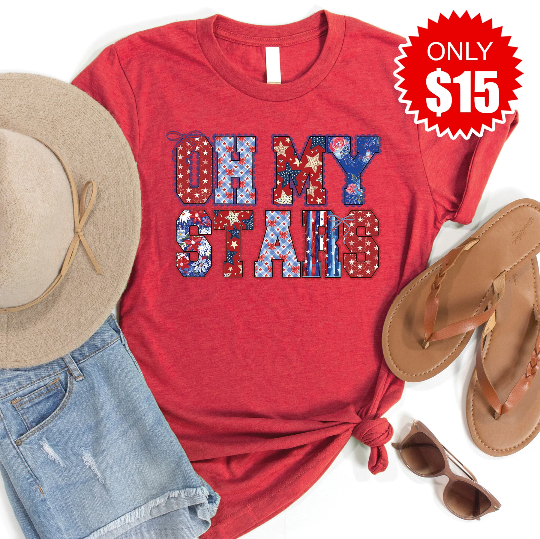 Oh my Stars Tee - Heather Scarlet - 15
